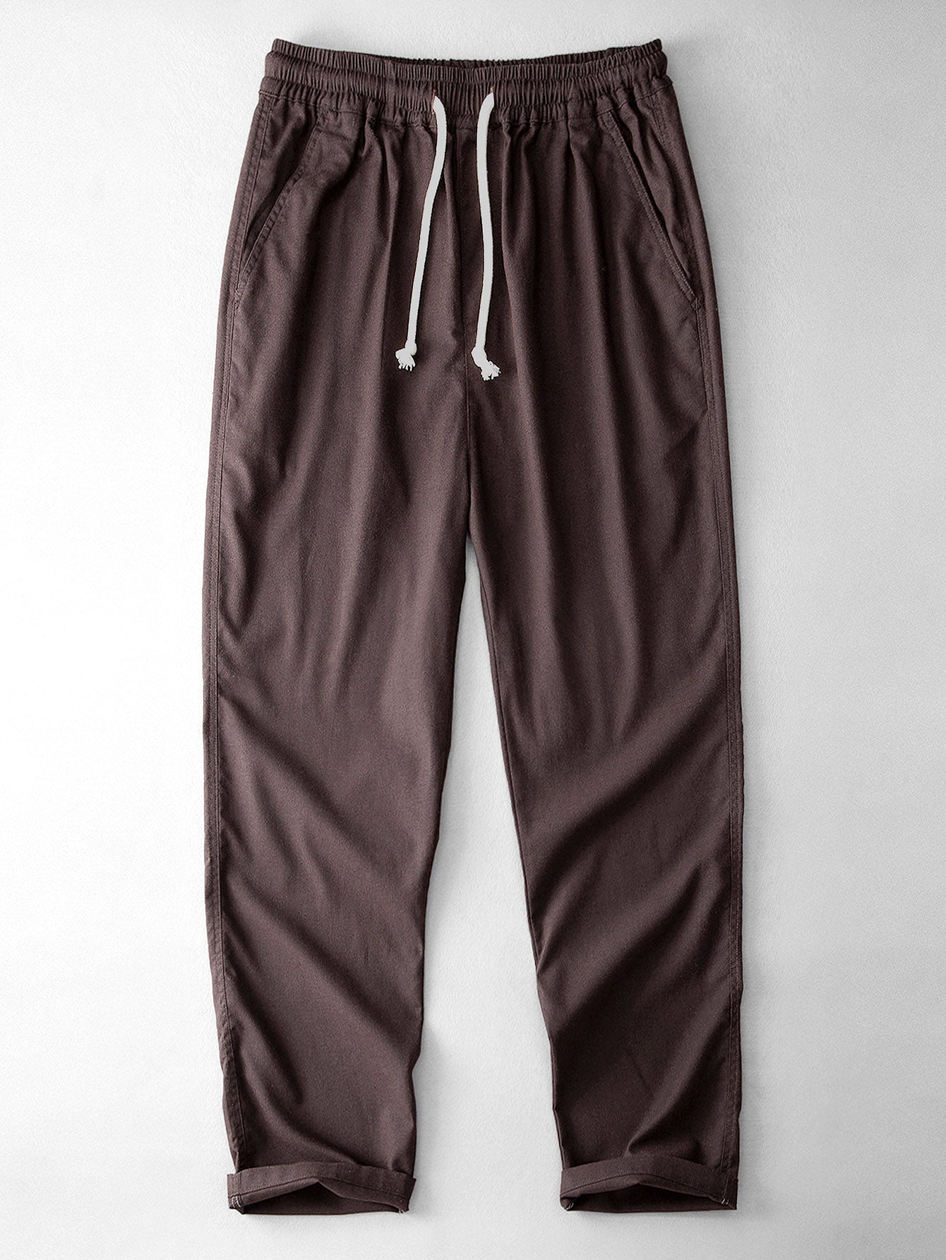 Chemise à Manches Longues en Lin et Coton avec Poche et Pantalon en Lin à Jambe Droite