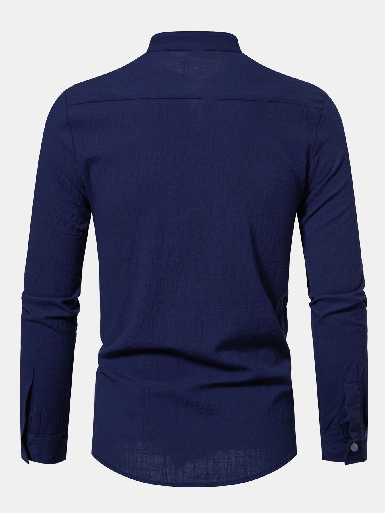 Chemise à Manches Longues avec Col Haut Look Lin