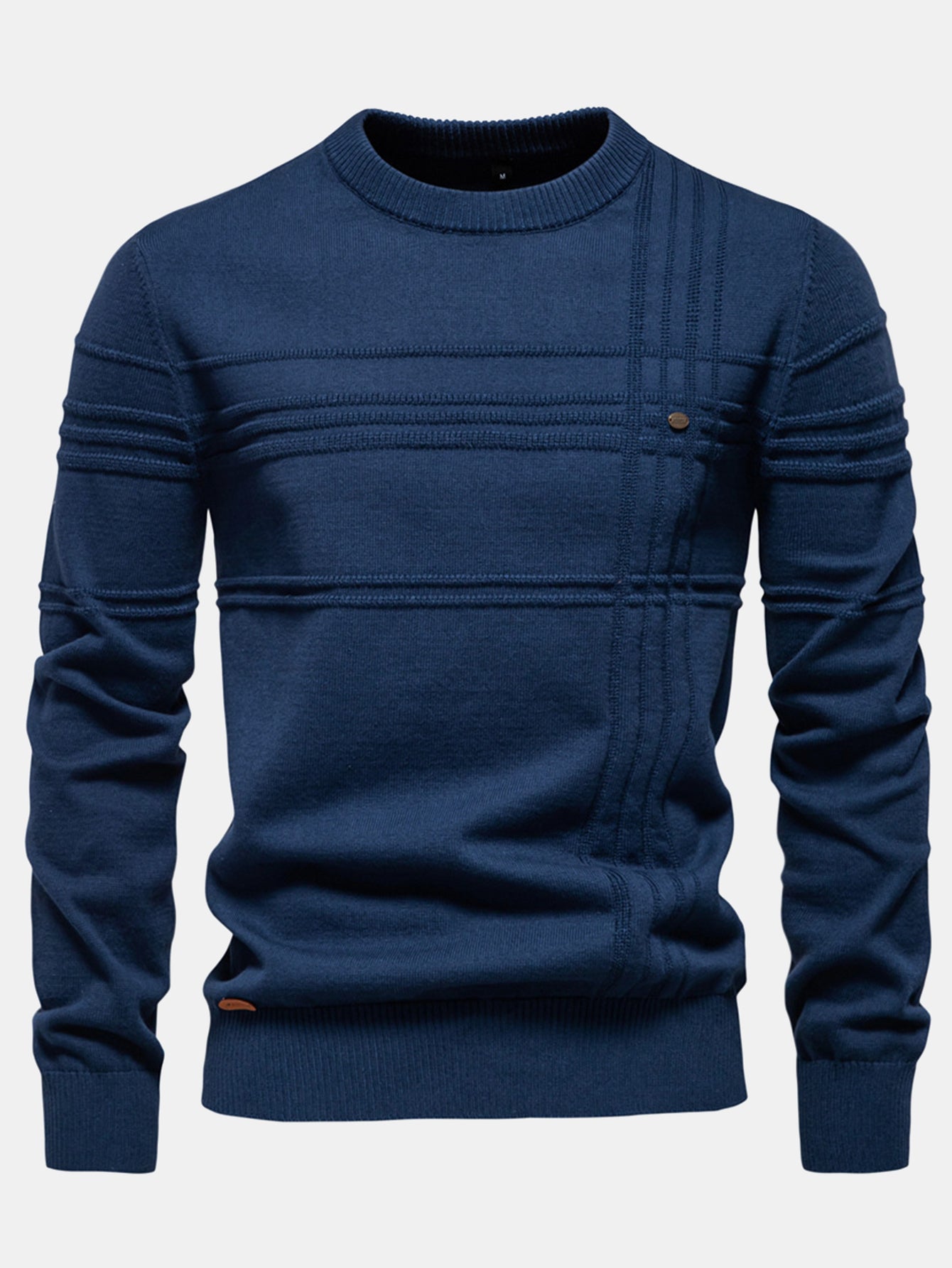 Pull à Col Rond avec Jacquard à Rayures