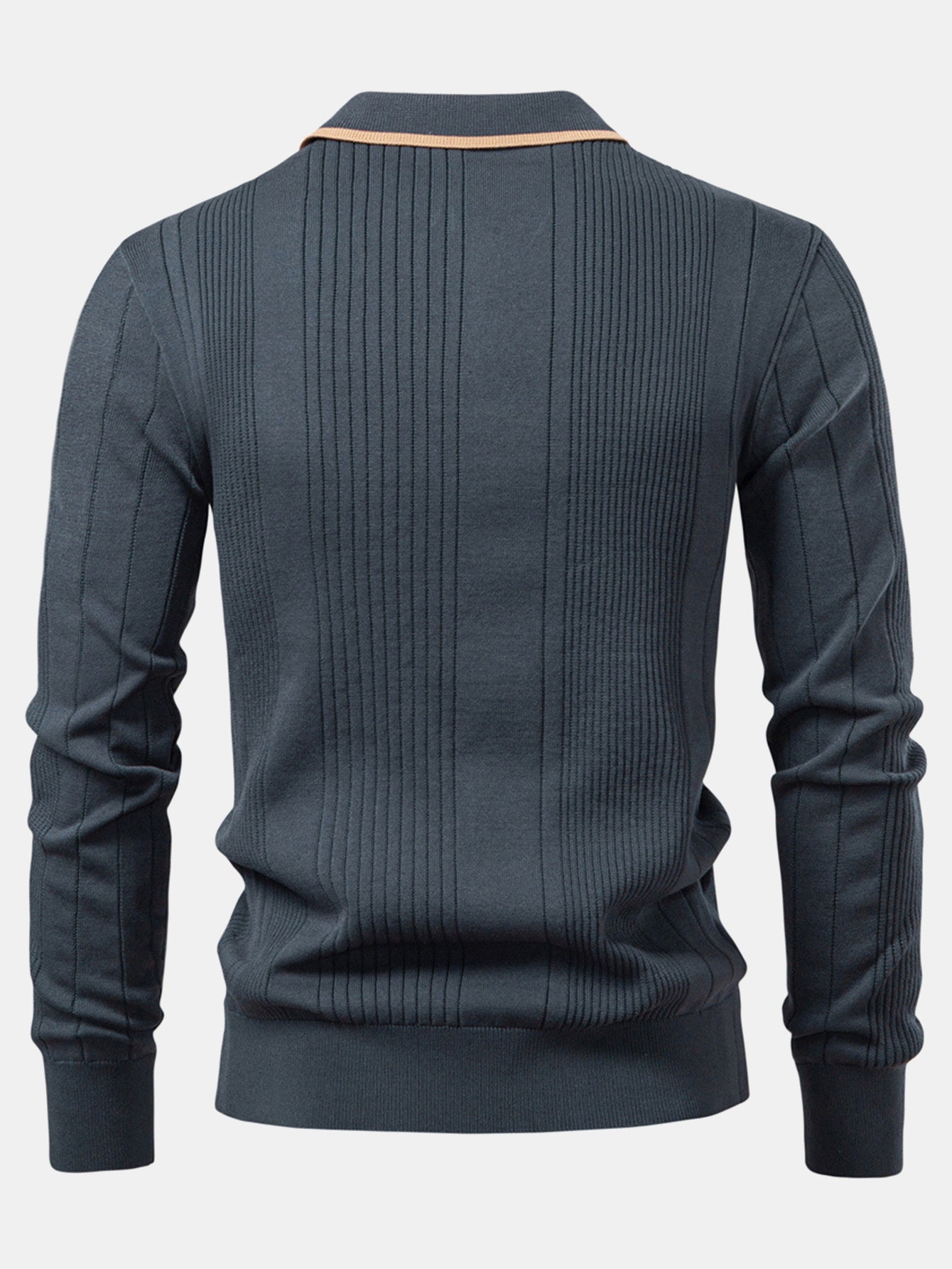 Polo à Manches Longues en Jacquard à Rayures
