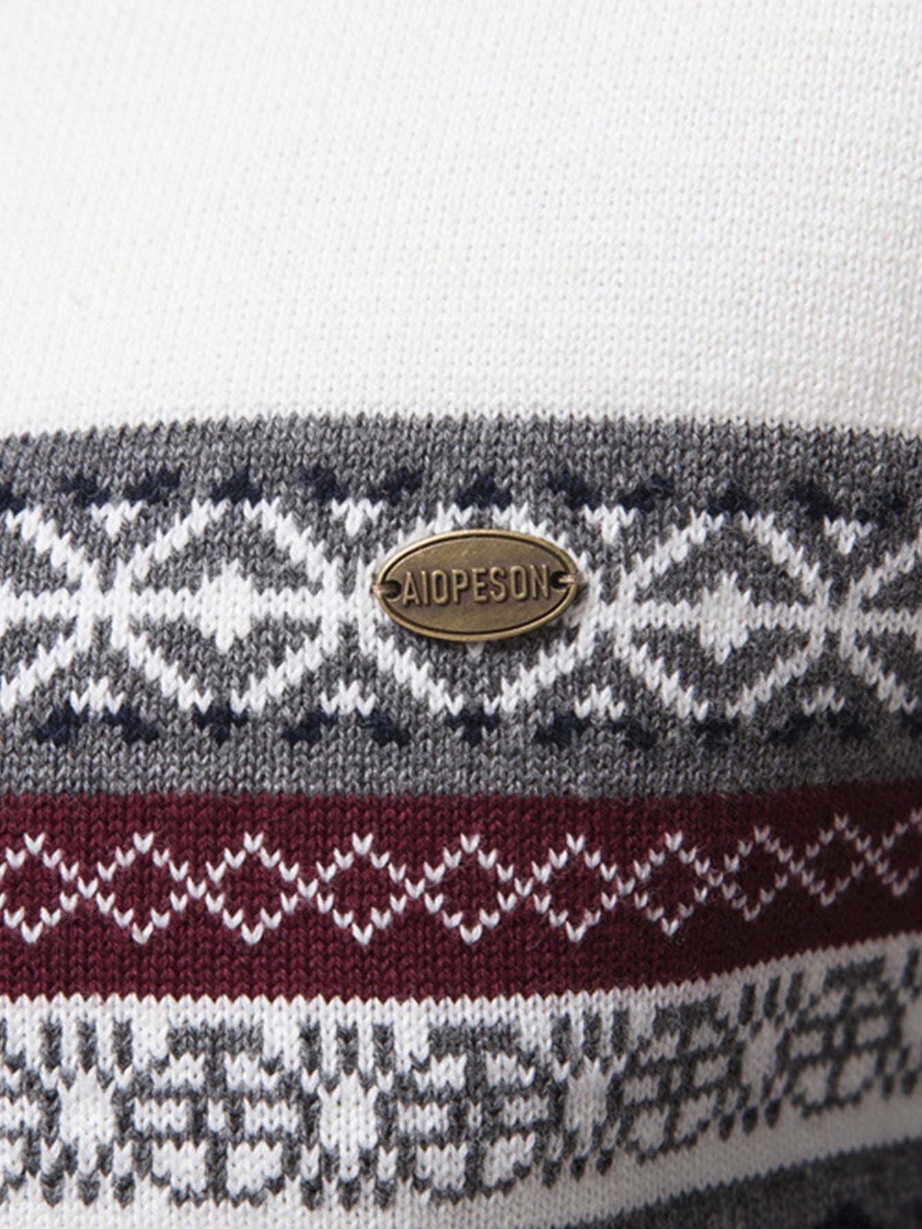 Pull à Zip Quart avec Jacquard Géométrique Contrasté