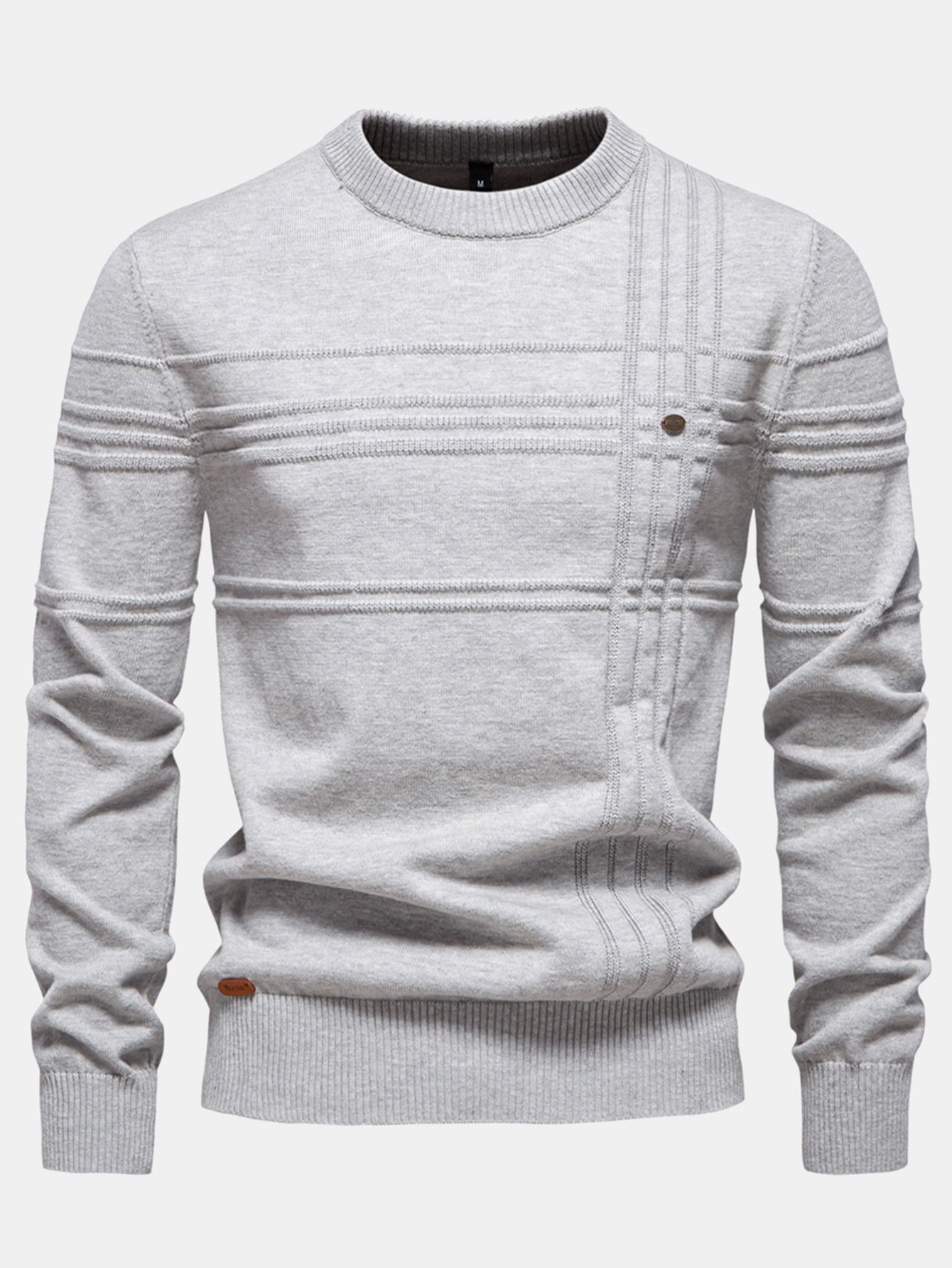 Pull à Col Rond avec Jacquard à Rayures