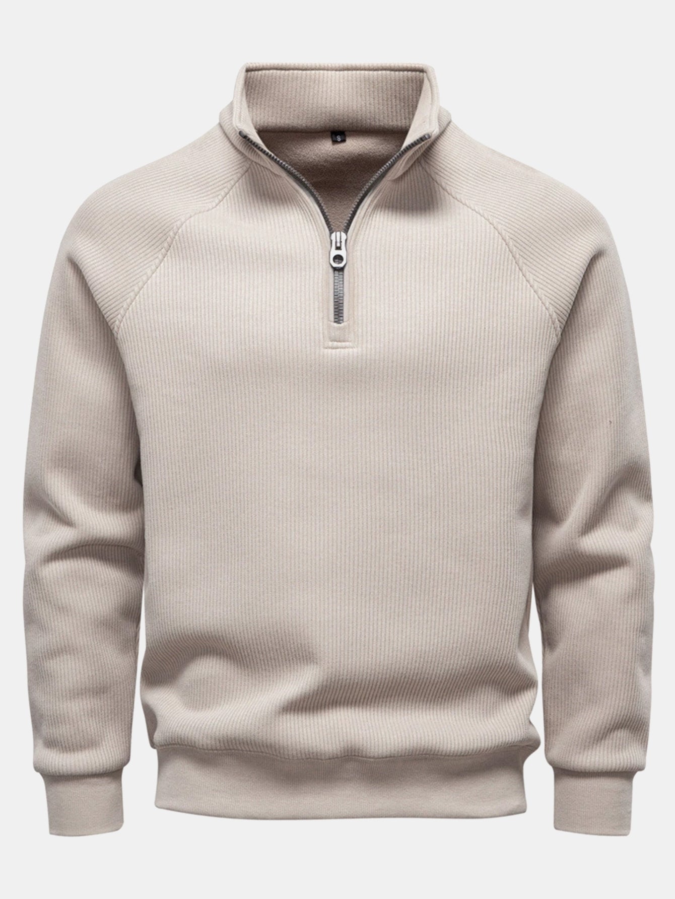 Sweat à Zip Quart avec Manches Raglan Côtelées