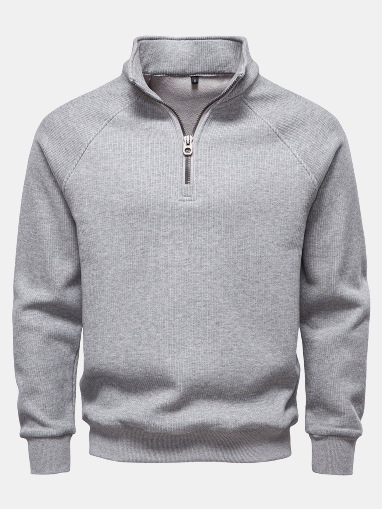 Sweat à Zip Quart avec Manches Raglan Côtelées