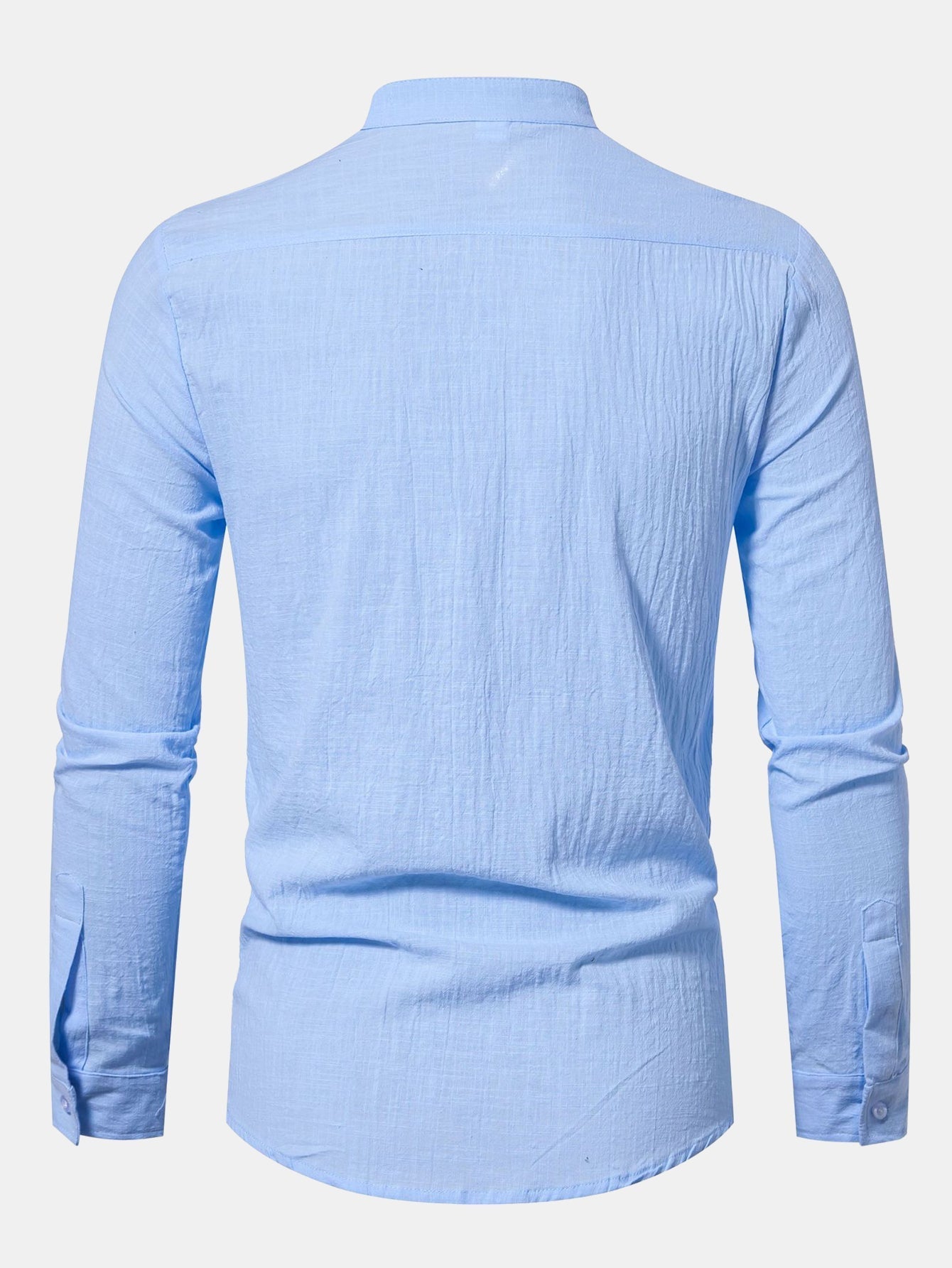 Chemise à Manches Longues avec Col Haut Look Lin