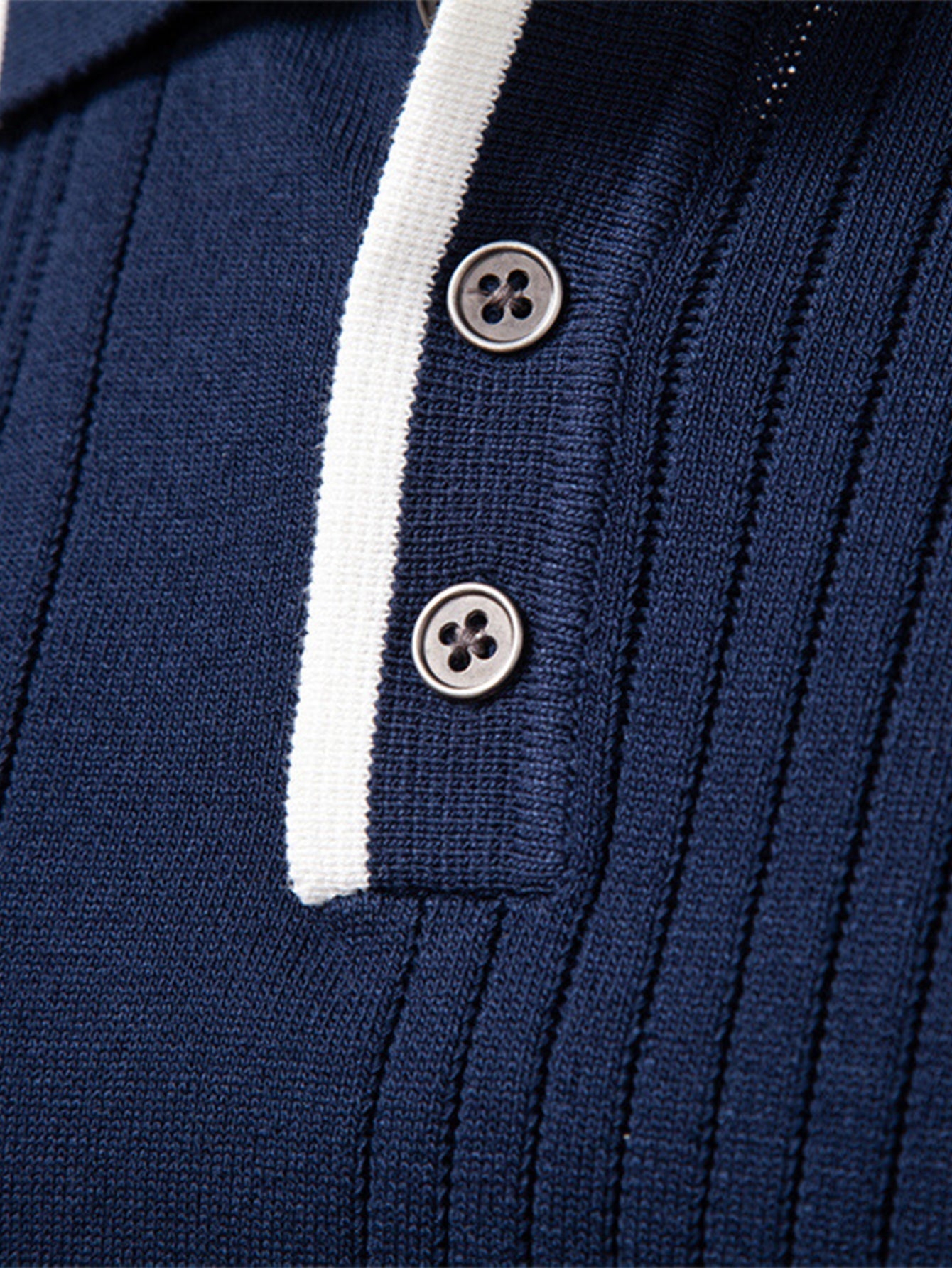 Polo à Manches Longues en Jacquard à Rayures