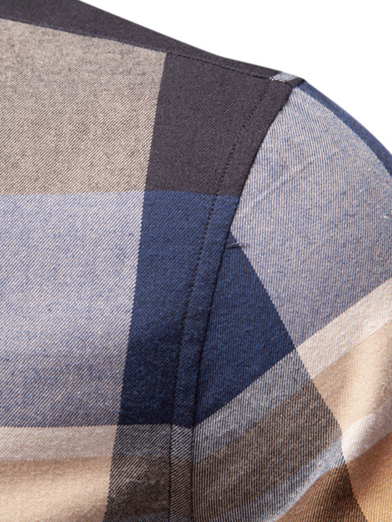 Chemise à Manches Longues en Coton à Carreaux avec Boutons