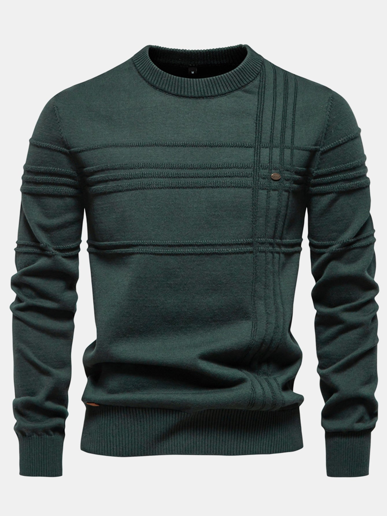 Pull à Col Rond avec Jacquard à Rayures
