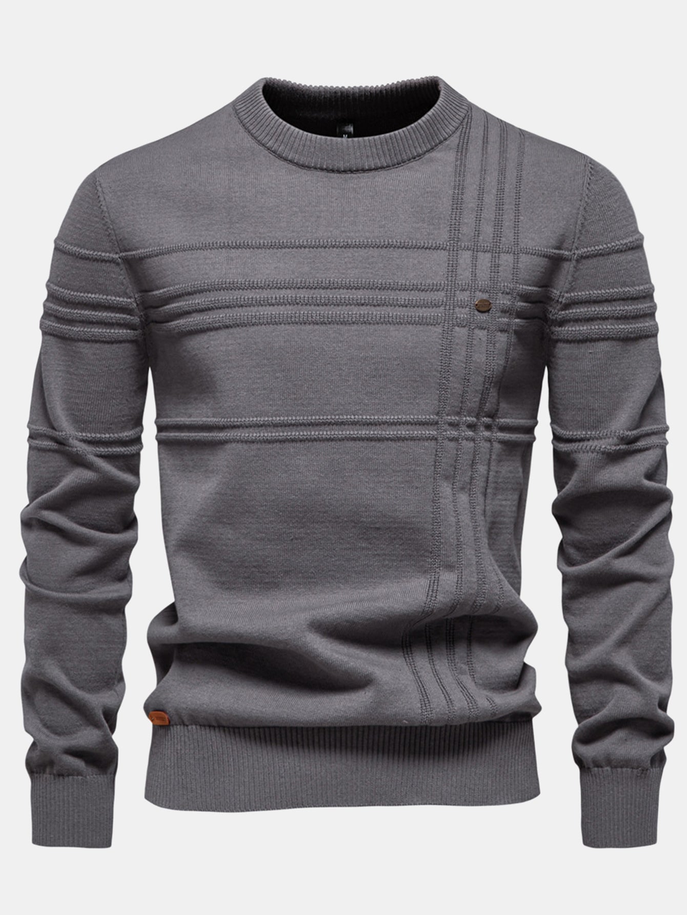Pull à Col Rond avec Jacquard à Rayures
