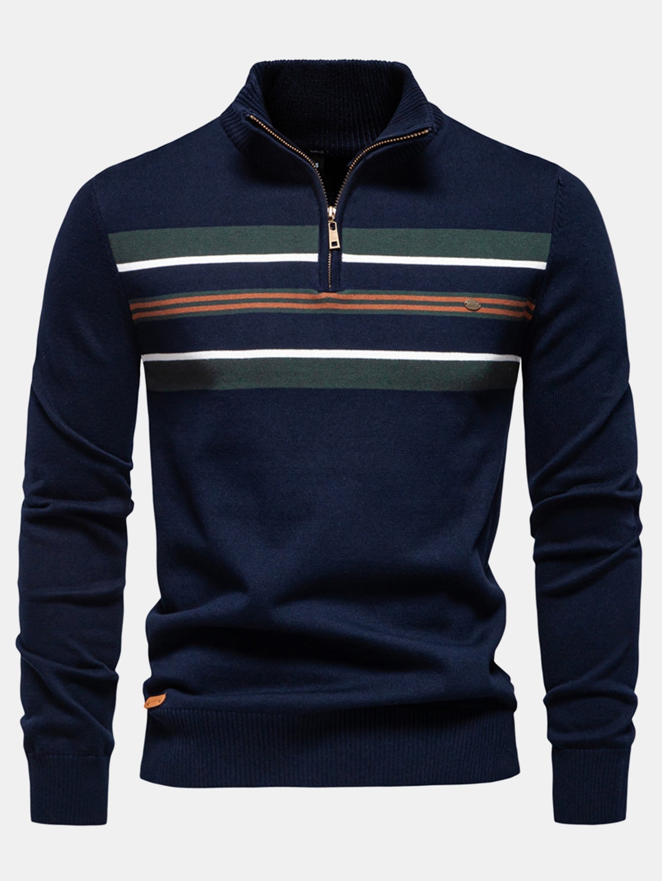 Pull Rayé avec Zip Quart