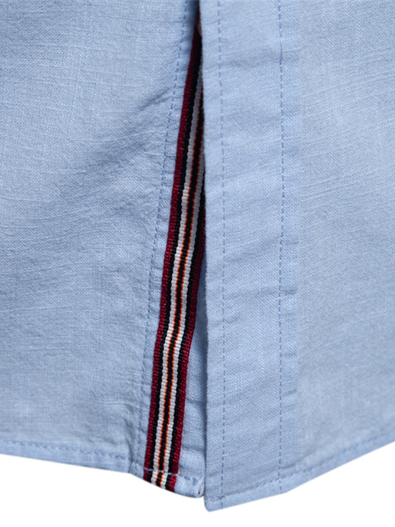 Chemise à Manches Longues avec Col Montant Look Lin
