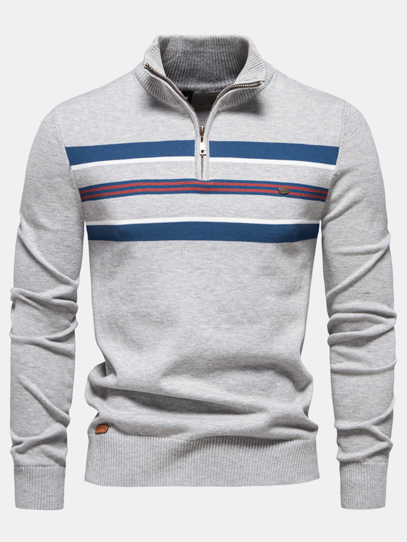 Pull Rayé avec Zip Quart