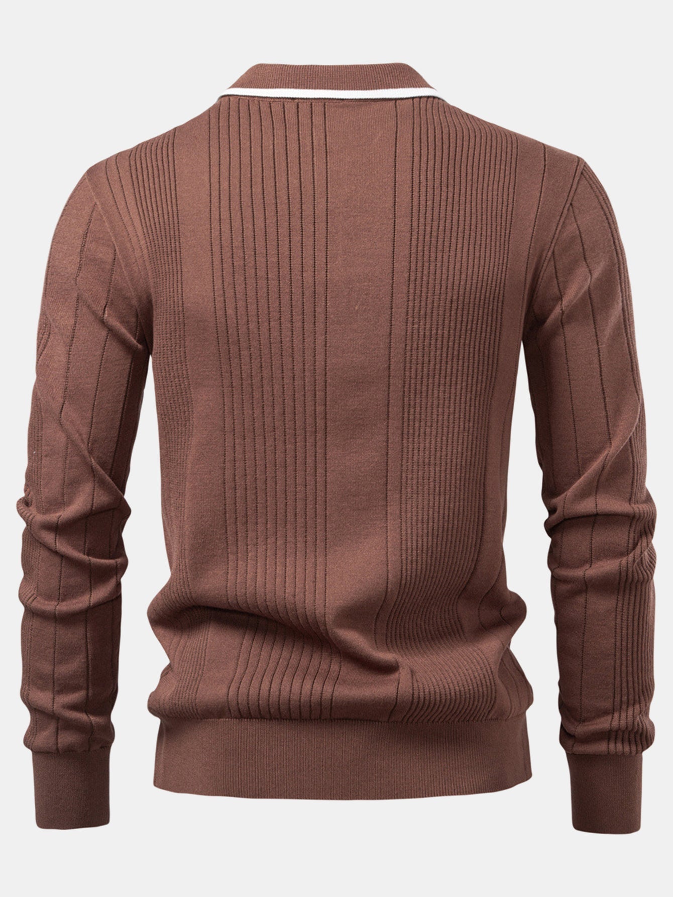 Polo à Manches Longues en Jacquard à Rayures