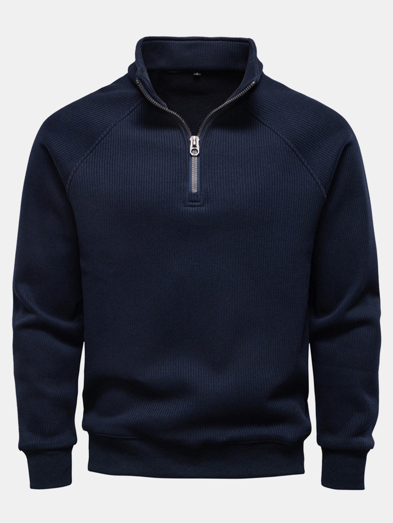 Sweat à Zip Quart avec Manches Raglan Côtelées