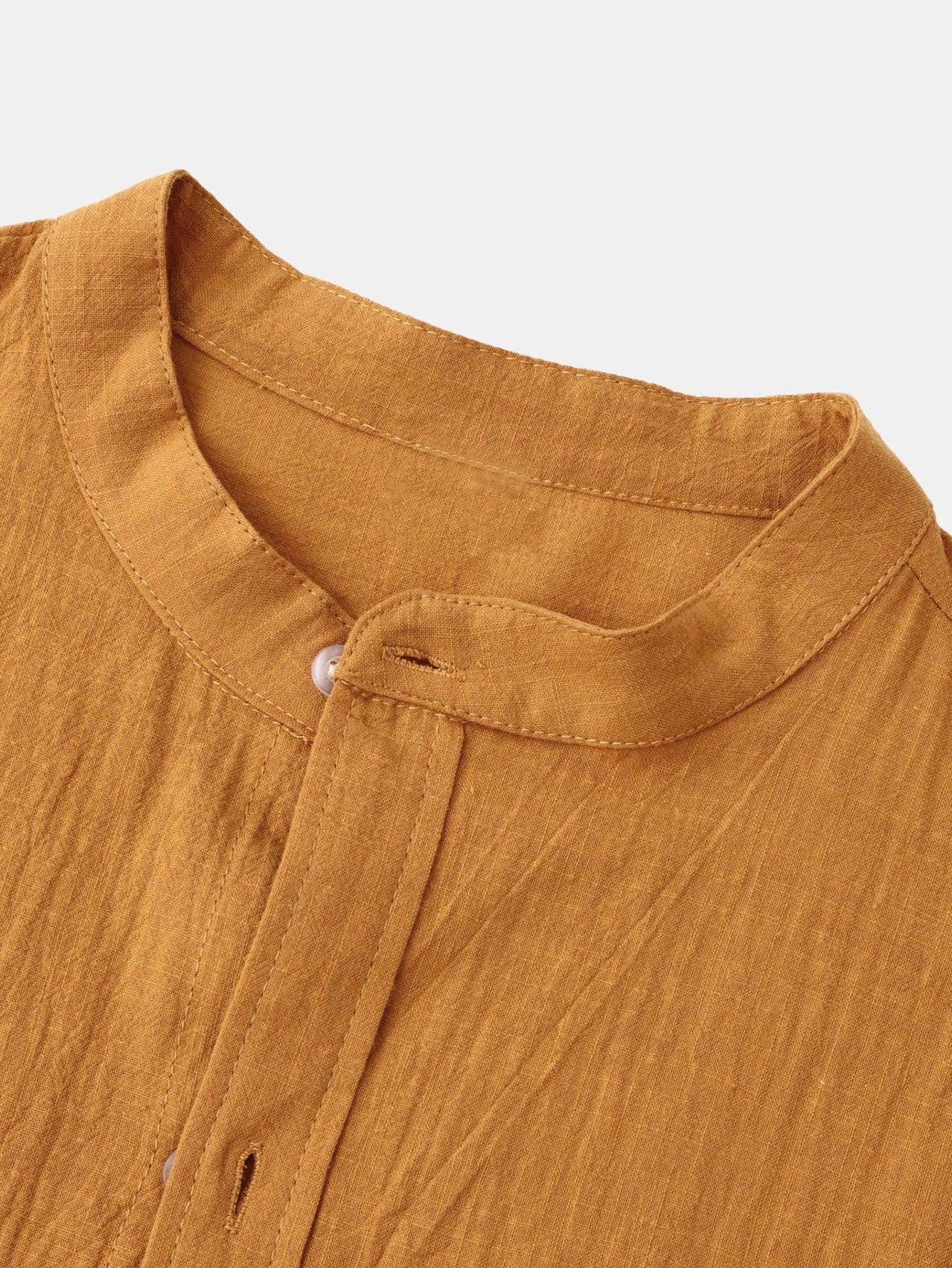 Chemise à Manches Longues avec Col Haut Look Lin