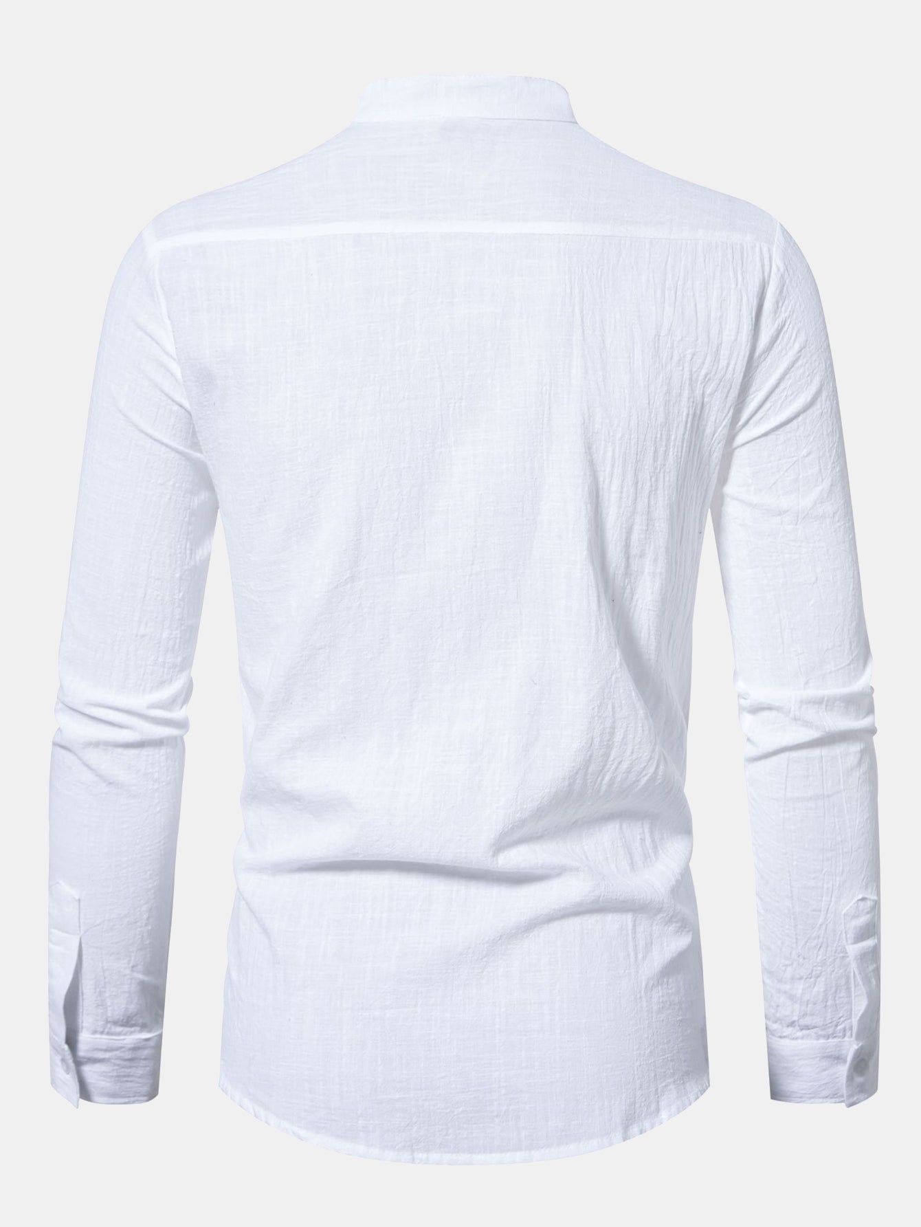 Chemise à Manches Longues avec Col Haut Look Lin
