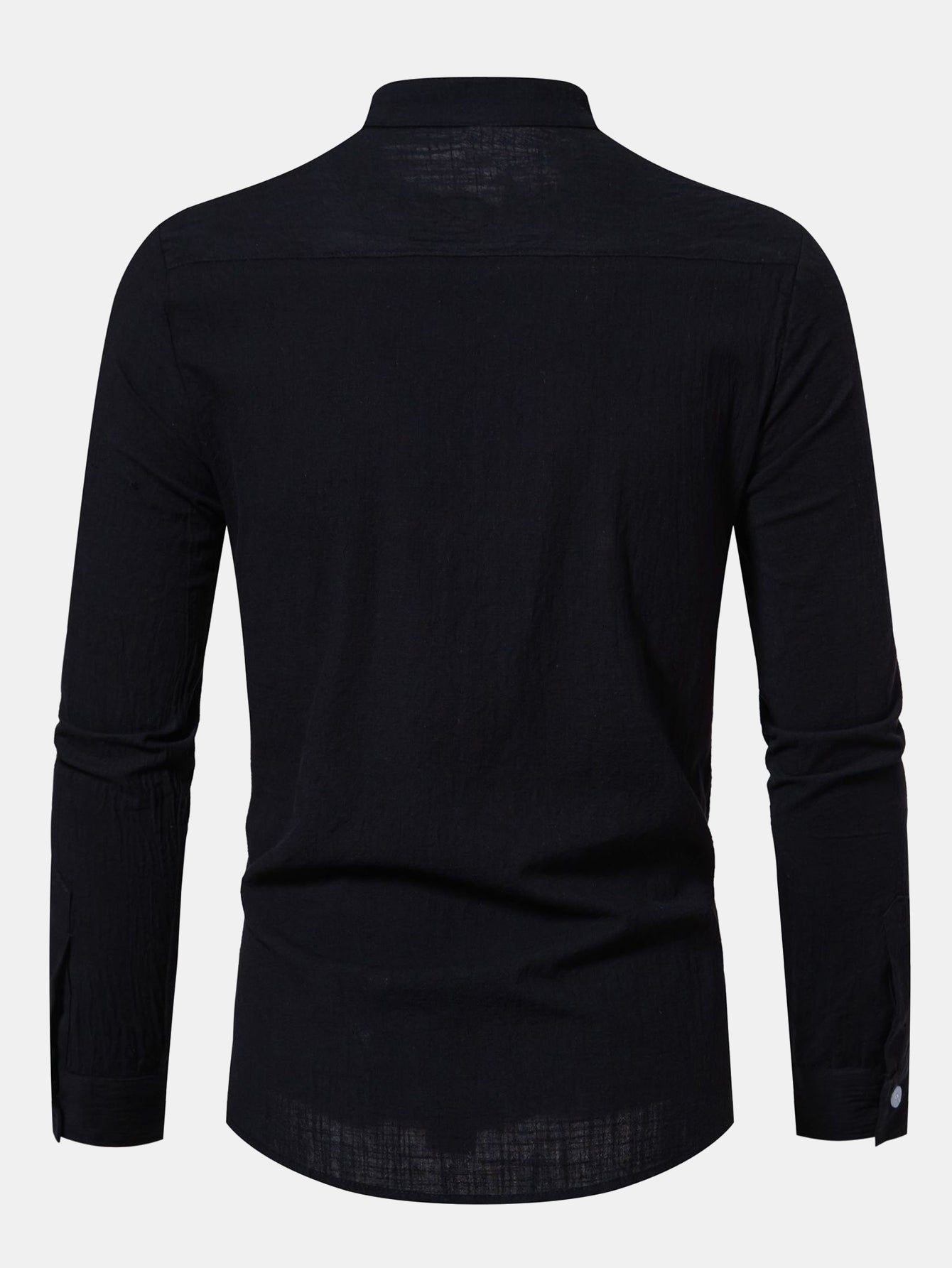 Chemise à Manches Longues avec Col Haut Look Lin