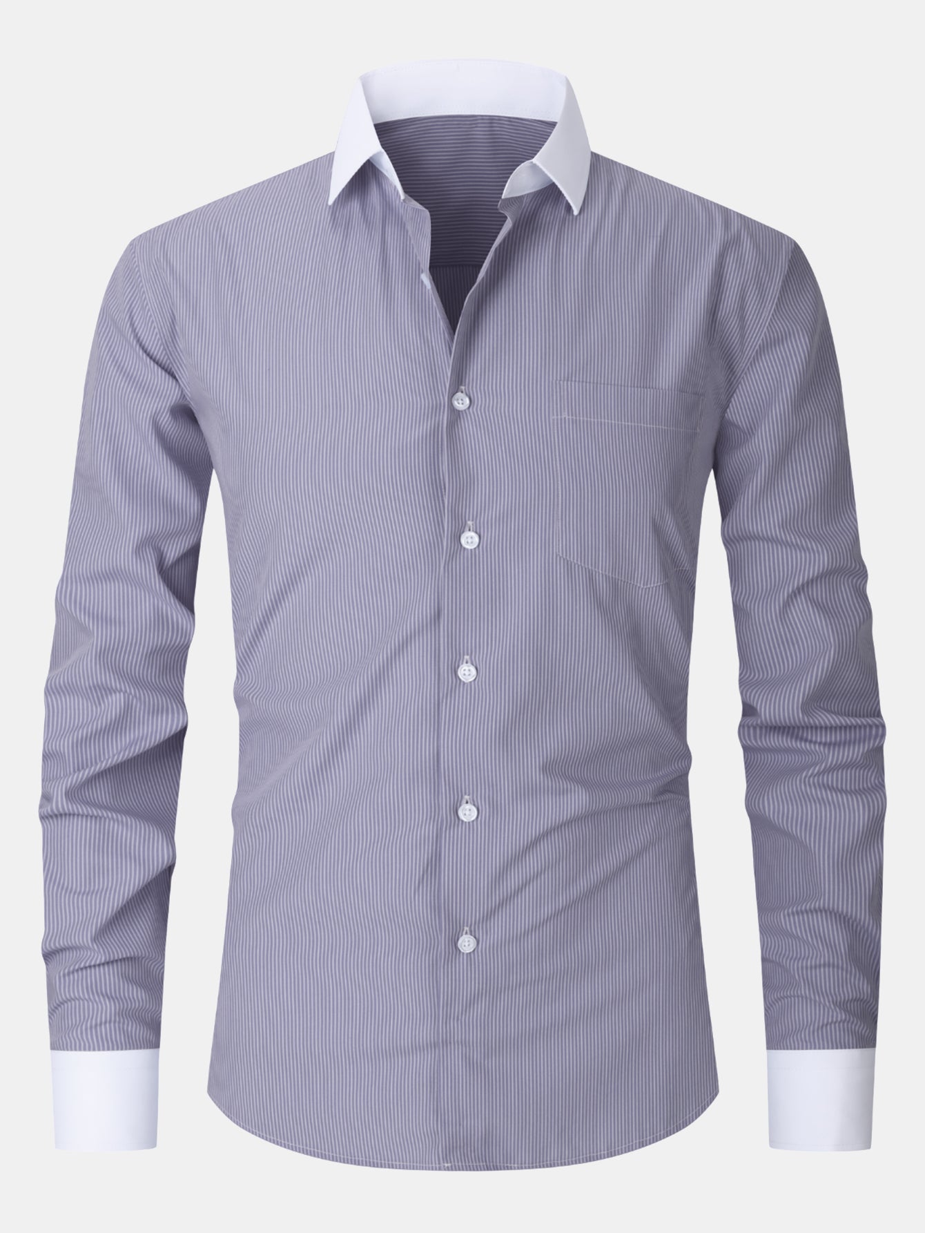 Chemise Habillée à Rayures avec Col Contrasté