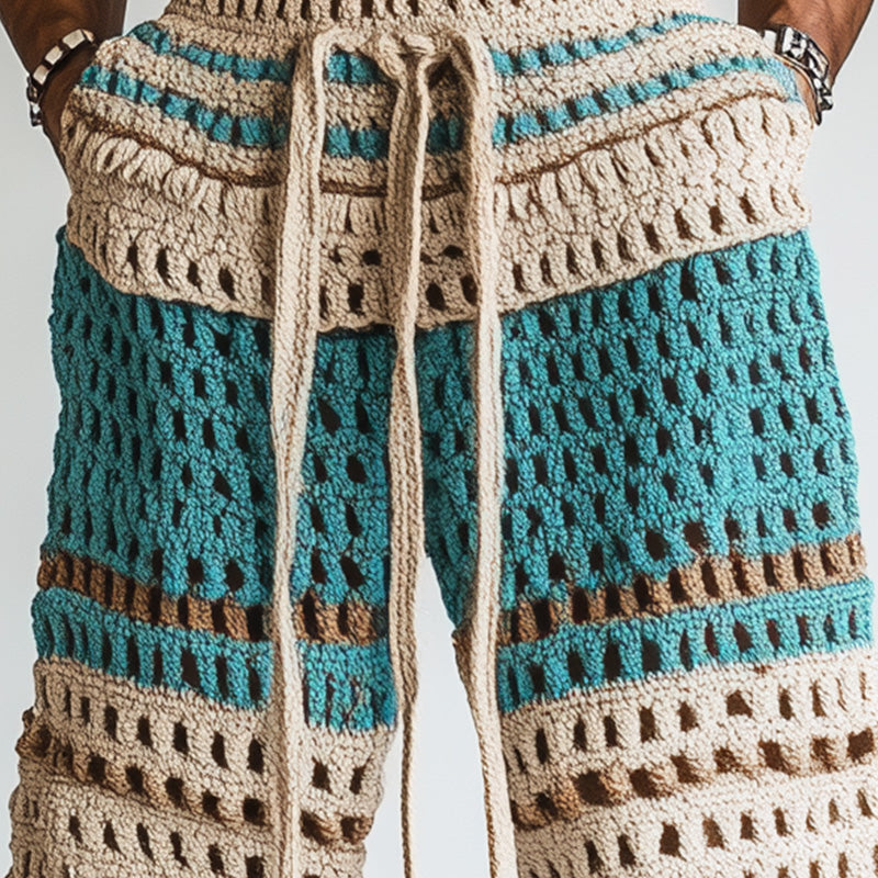 Shorts da spiaggia intrecciati da uomo per le vacanze.