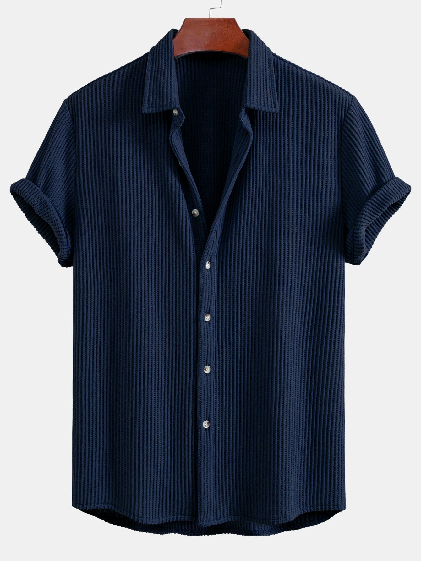 Chemise en Waffle avec Boutons et Pantalons en Waffle Tissés avec Cordon