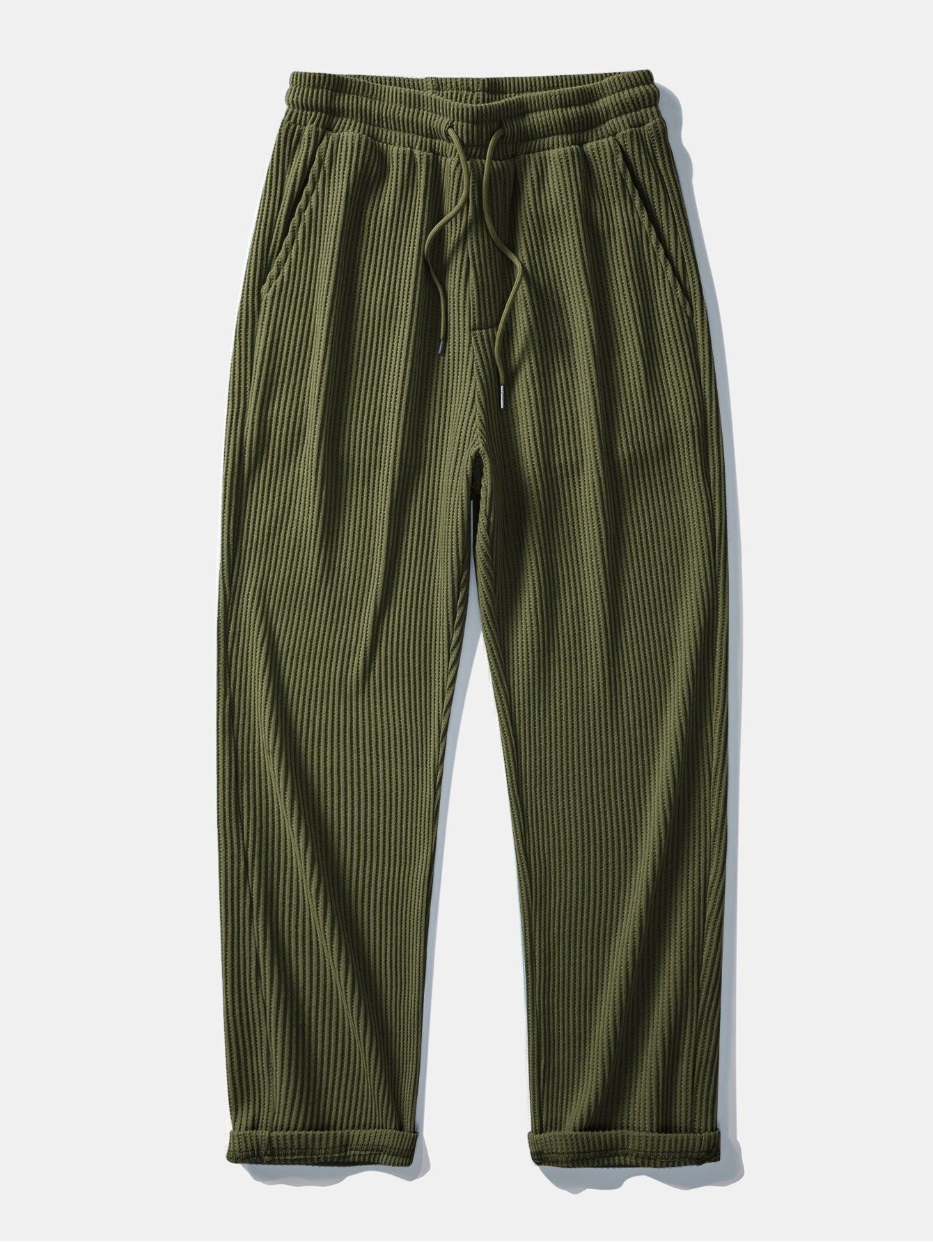 Chemise en Waffle avec Boutons et Pantalons en Waffle Tissés avec Cordon