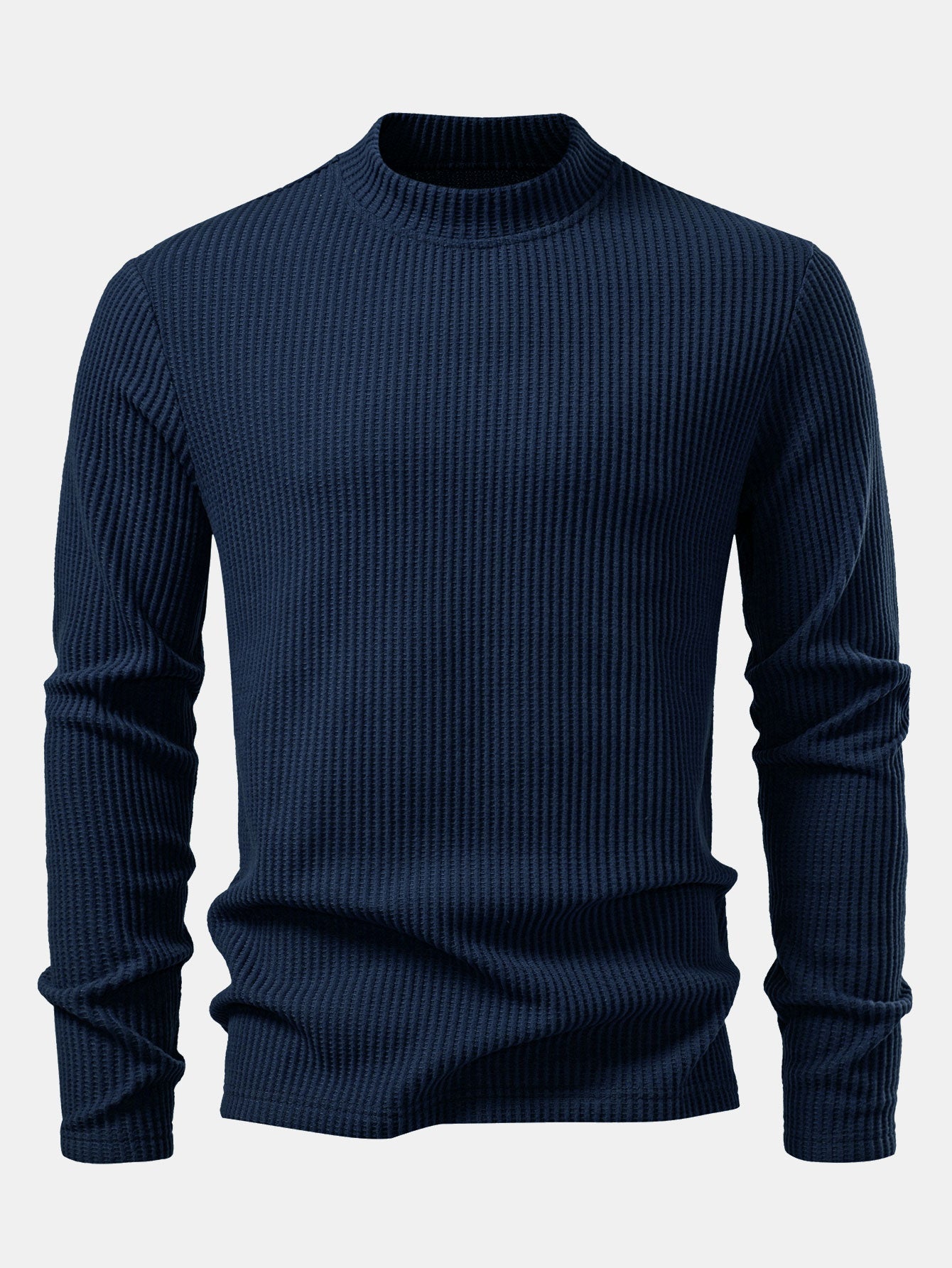 T-shirt à Manches Longues en Waffle avec Col Haut et Pantalons en Waffle Tissés avec Cordon