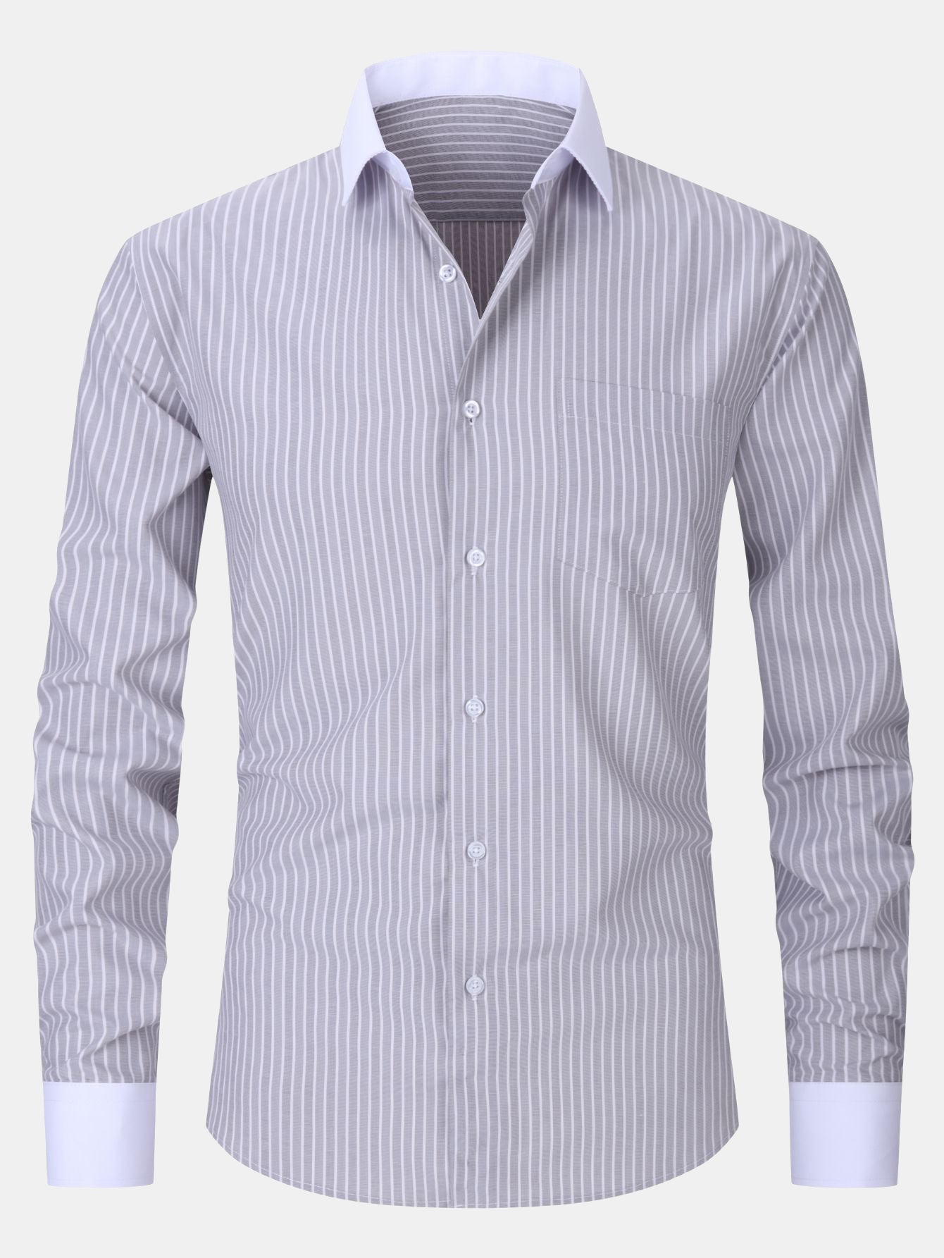 Chemise Rayée avec Col Contrasté