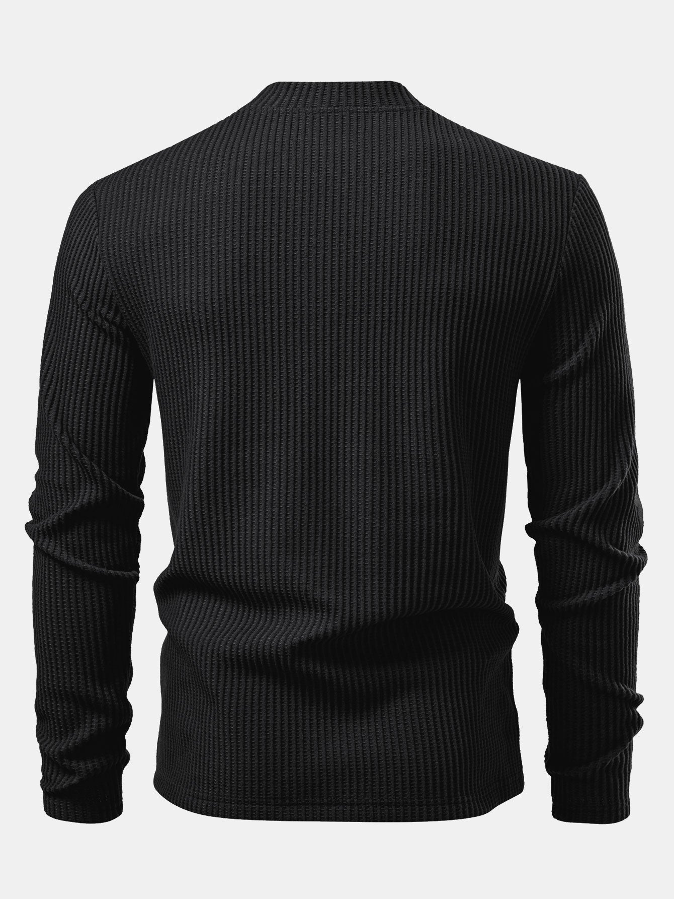 T-shirt à Manches Longues en Waffle avec Col Haut et Pantalons en Waffle Tissés avec Cordon