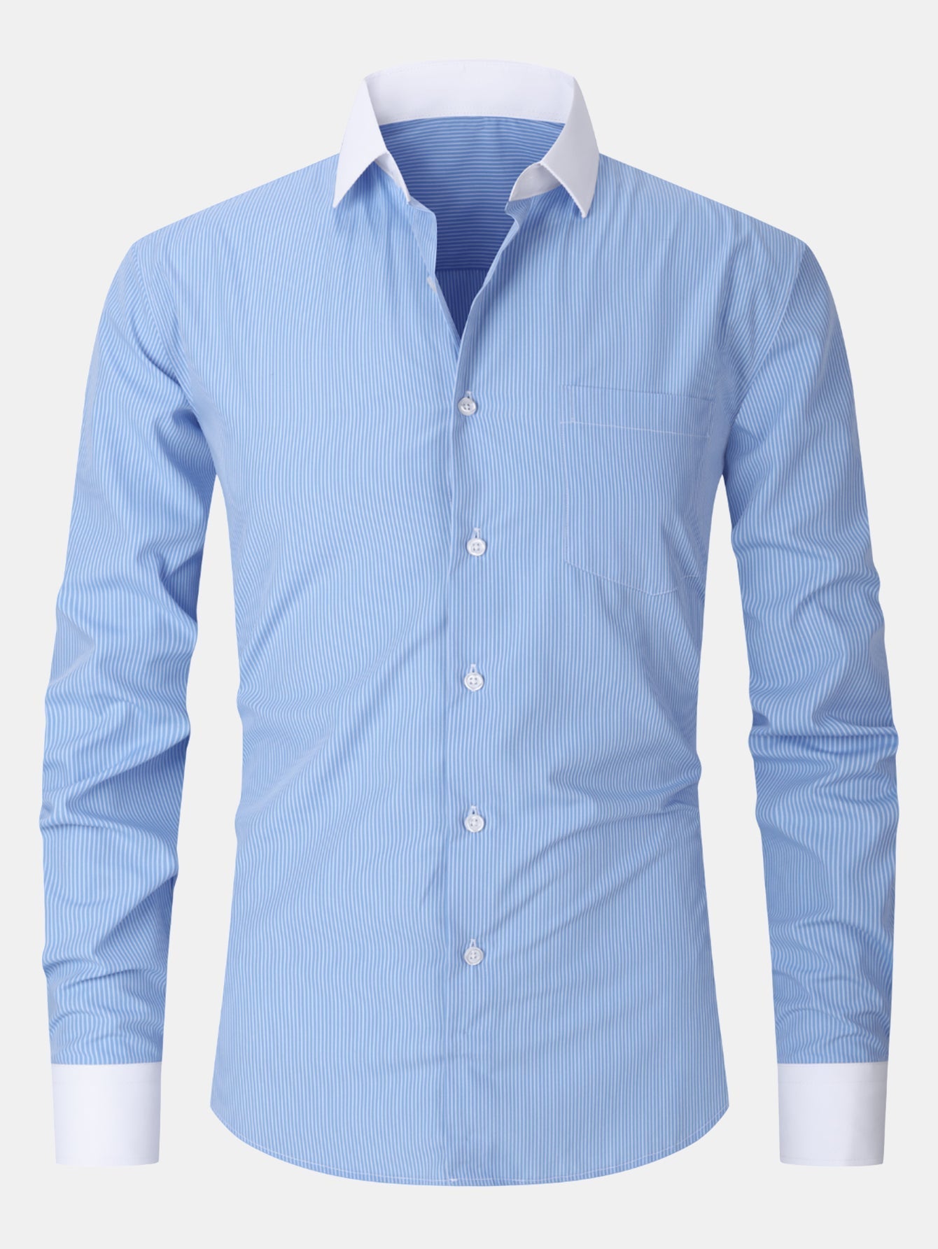 Chemise Habillée à Rayures avec Col Contrasté
