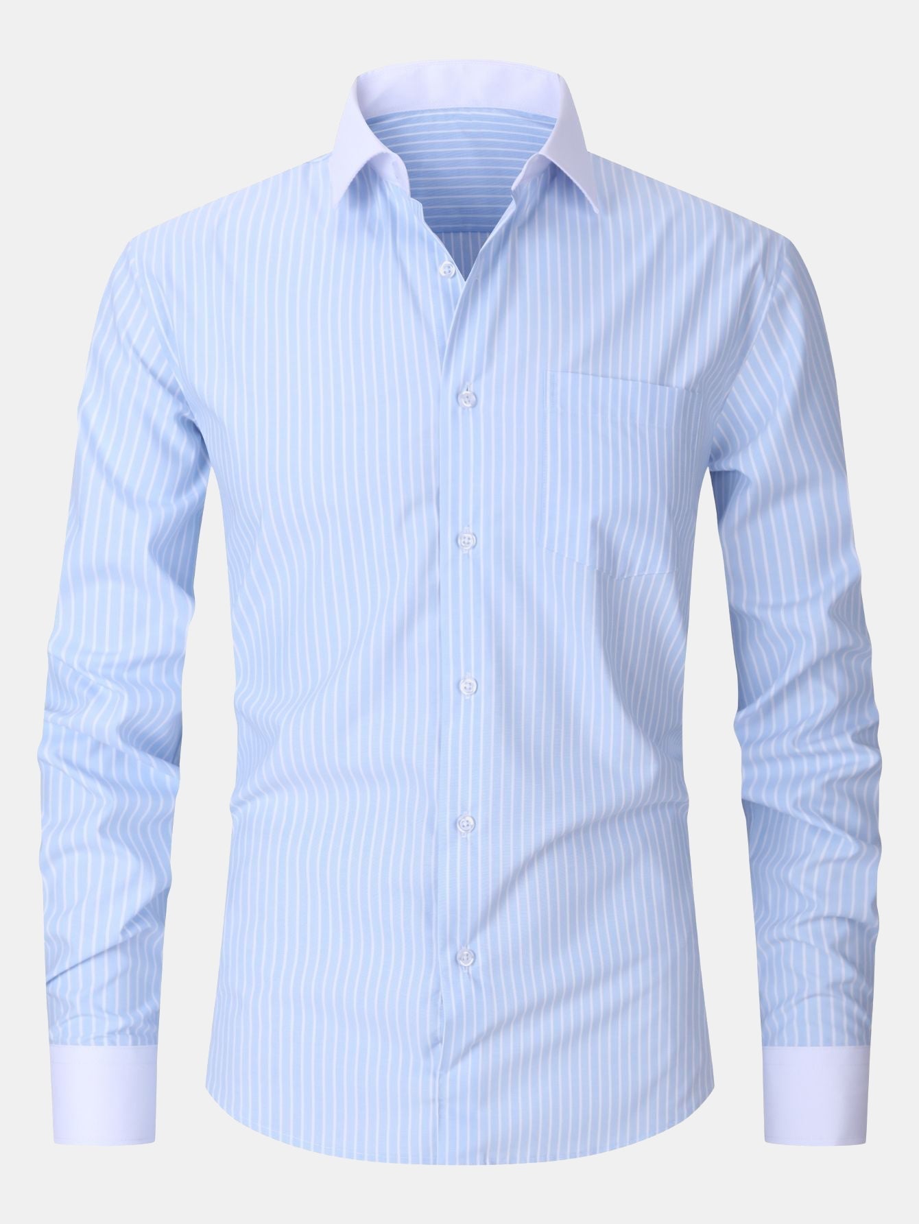Chemise Rayée avec Col Contrasté