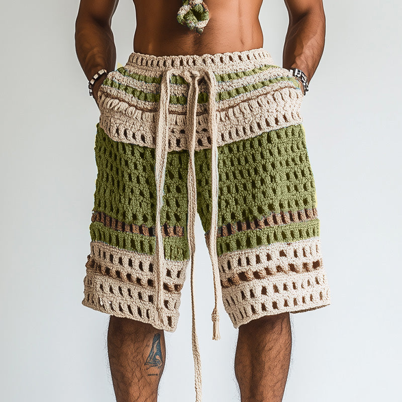 Shorts da spiaggia intrecciati da uomo per le vacanze.