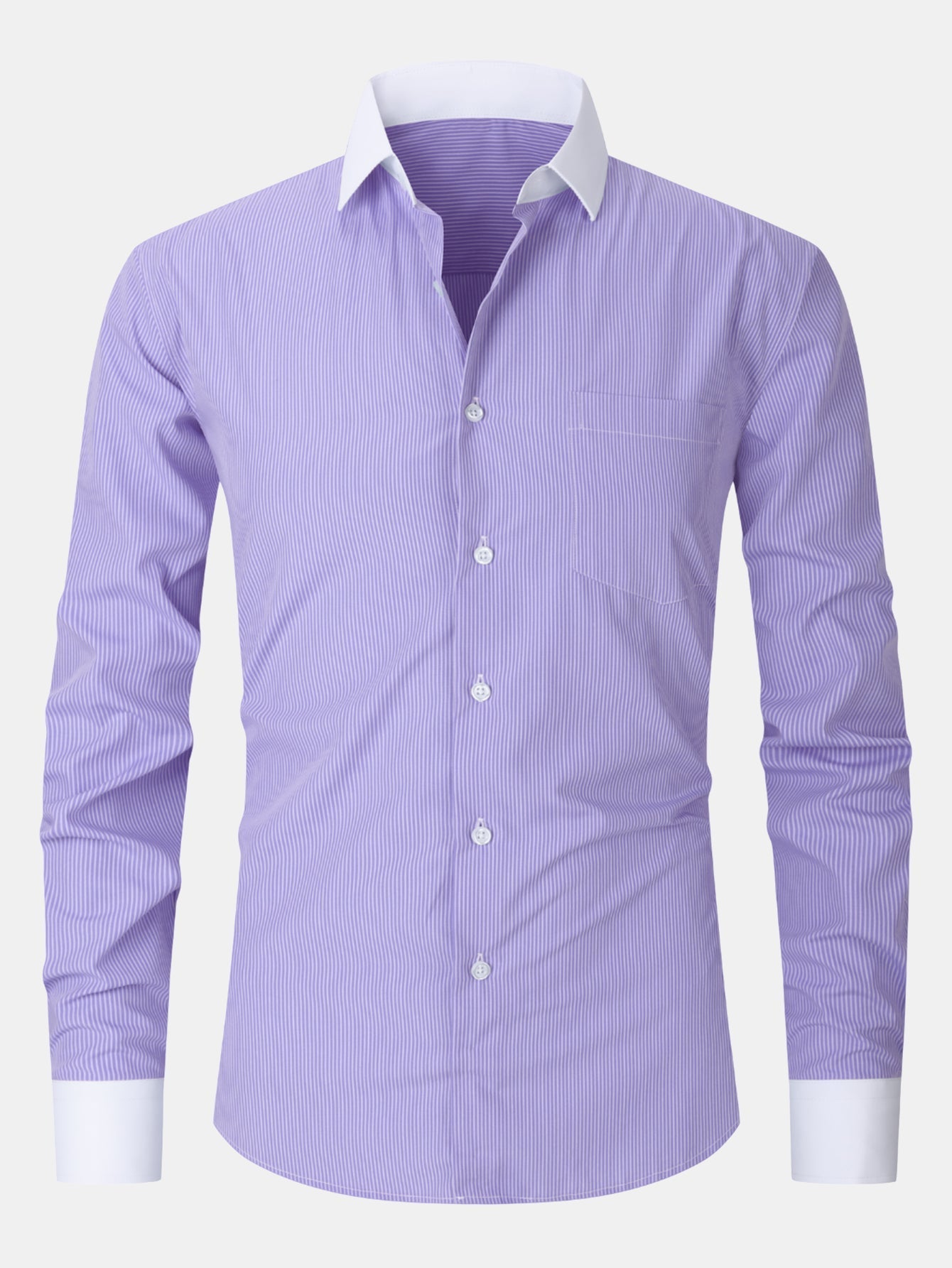 Chemise Habillée à Rayures avec Col Contrasté