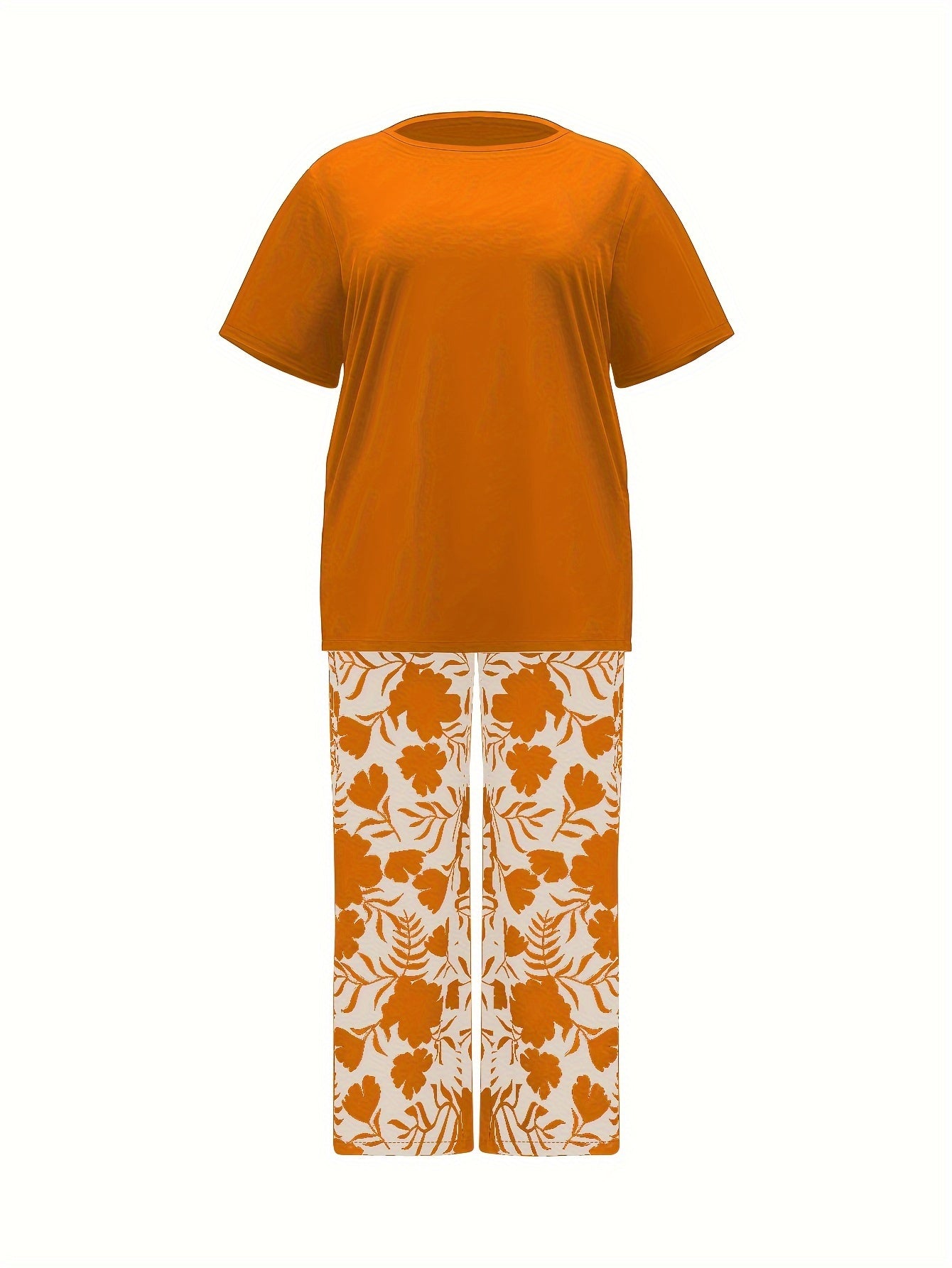 Moda donna taglia forte europea e americana completo stampato 2 pezzi