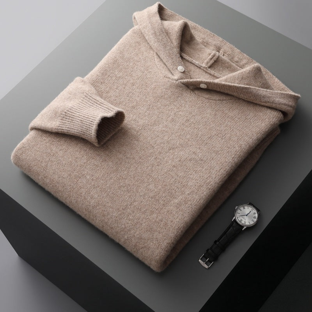 Felpa con cappuccio in lana merino Nova