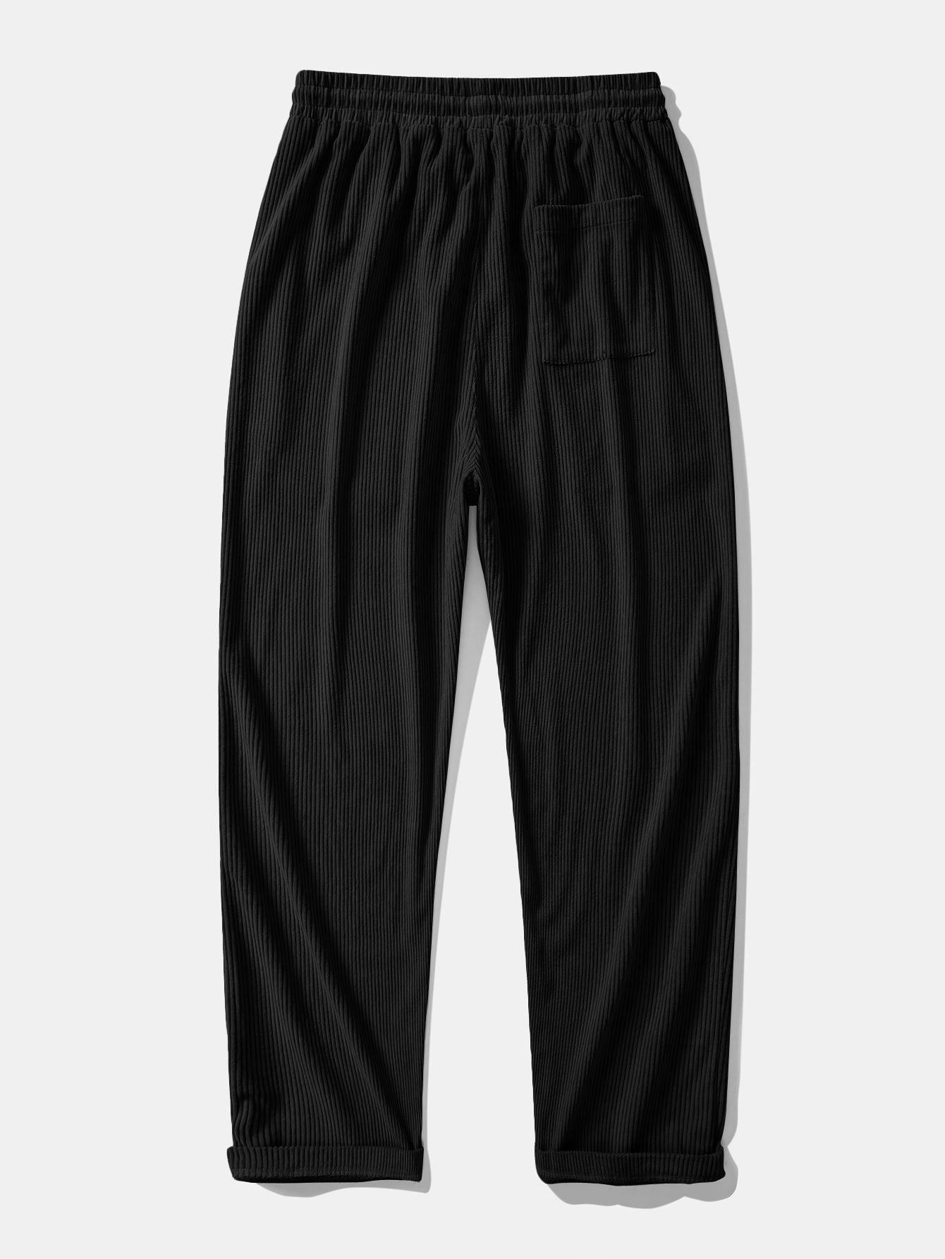 Chemise à Manches Longues en Velours Côtelé avec Col Cubain et Pantalons en Velours Côtelé à Jambe Droite