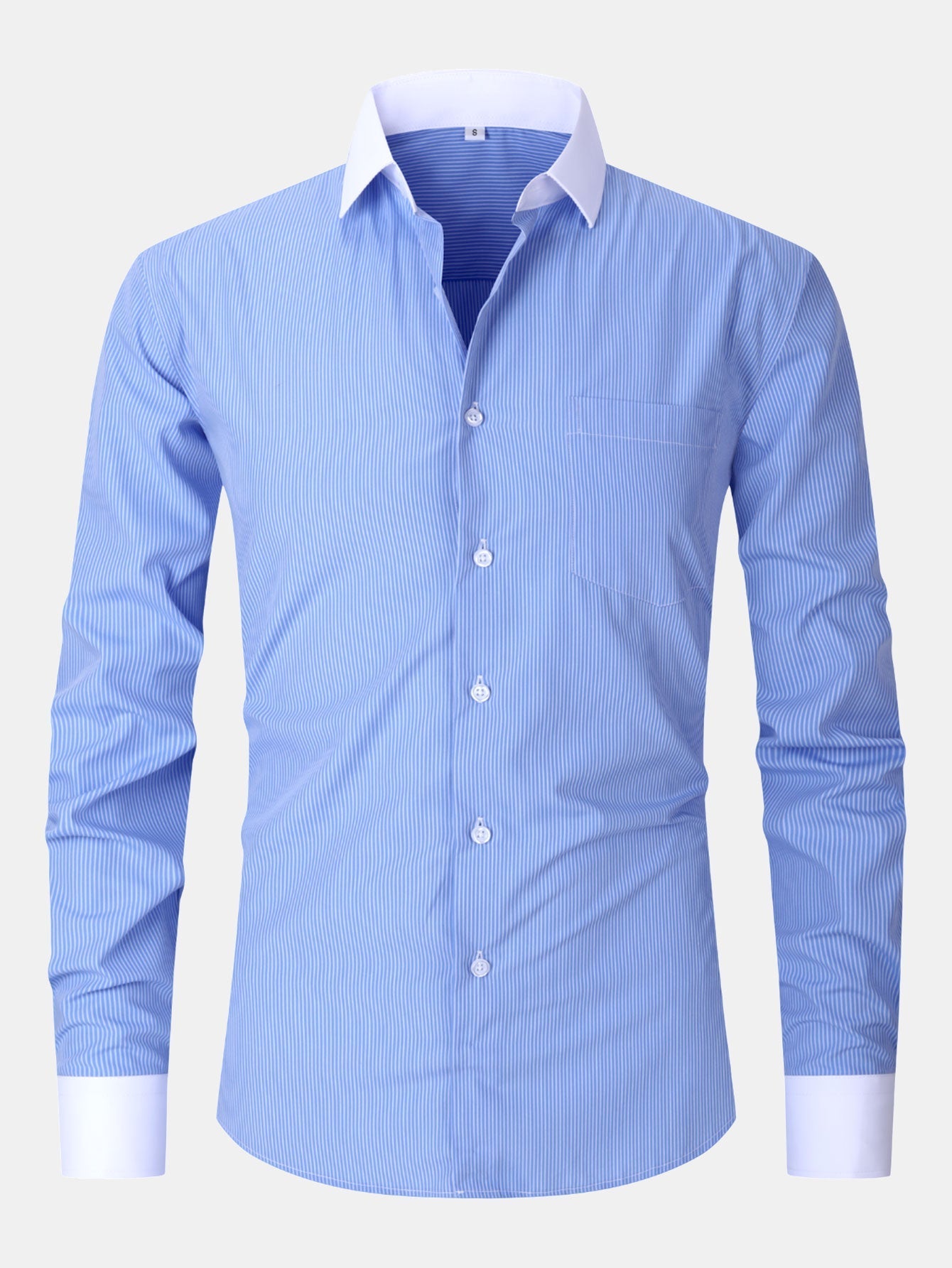 Chemise Habillée à Rayures avec Col Contrasté