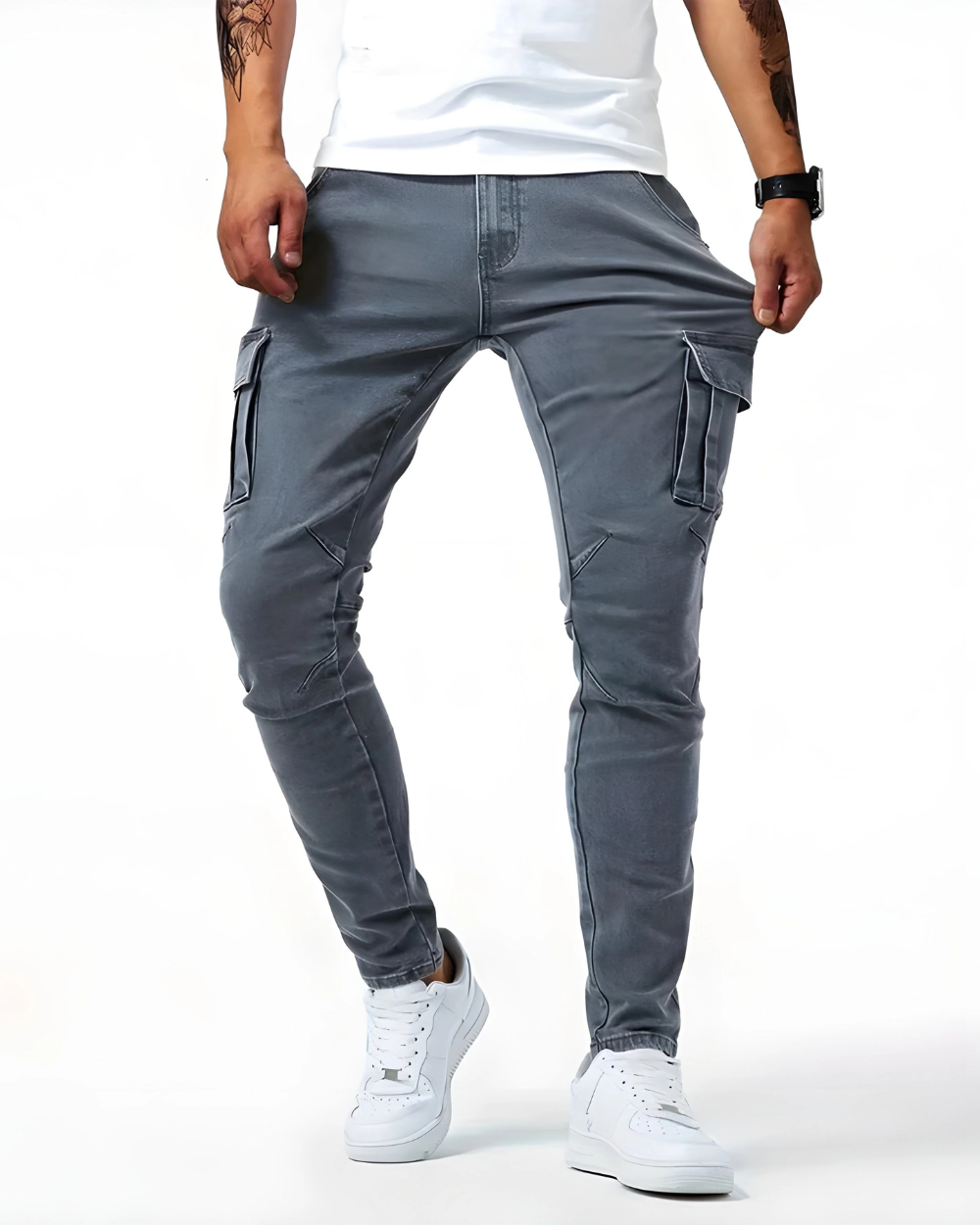 Pantaloni cargo elasticizzati Marino