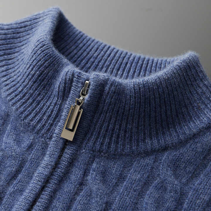 Mezza zip in cashmere tessuto Deneb