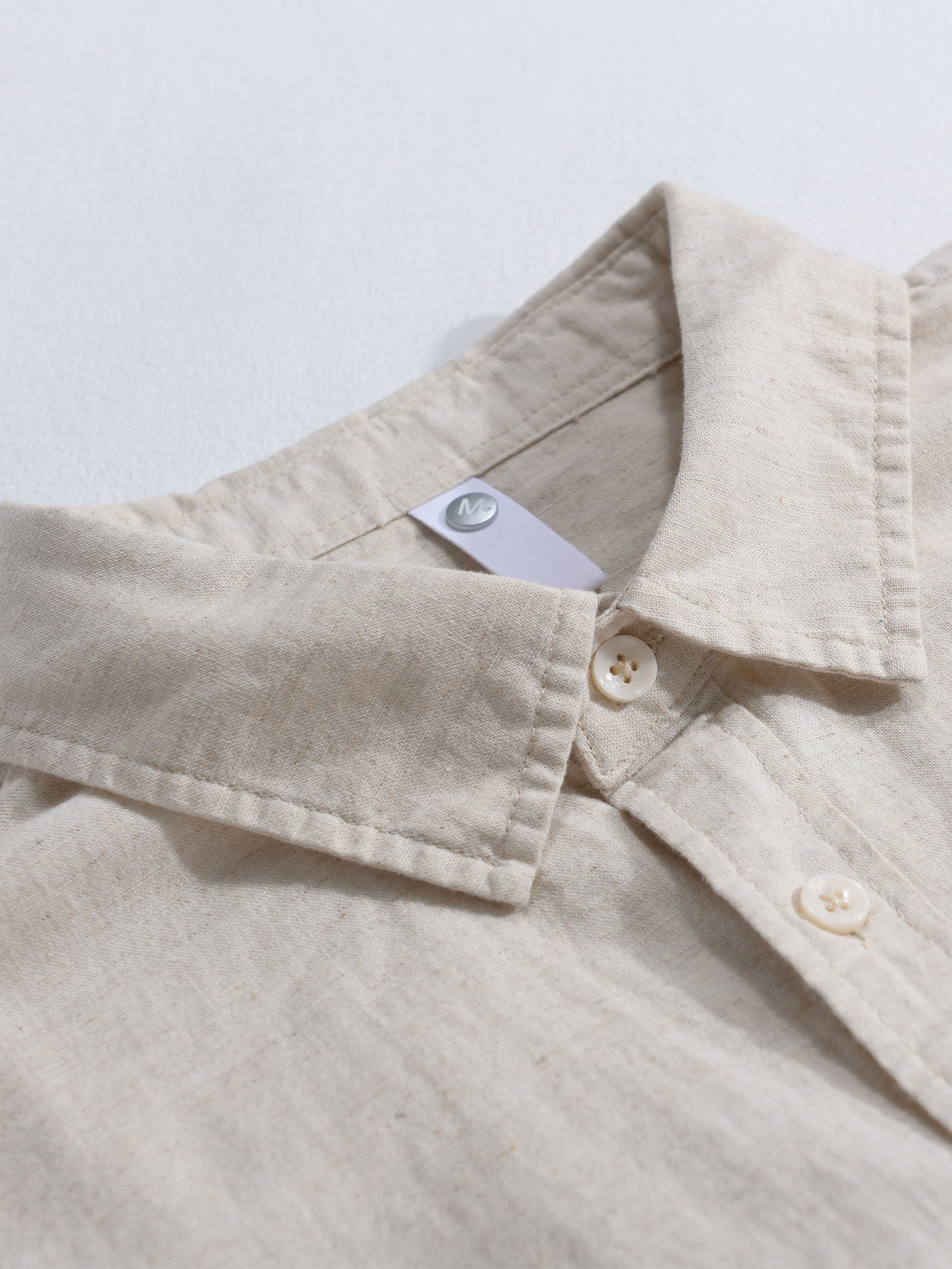 Chemise à Manches Longues en Lin et Coton avec Poche et Pantalon en Lin à Jambe Droite