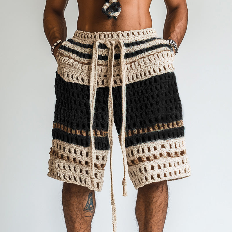 Shorts da spiaggia intrecciati da uomo per le vacanze.