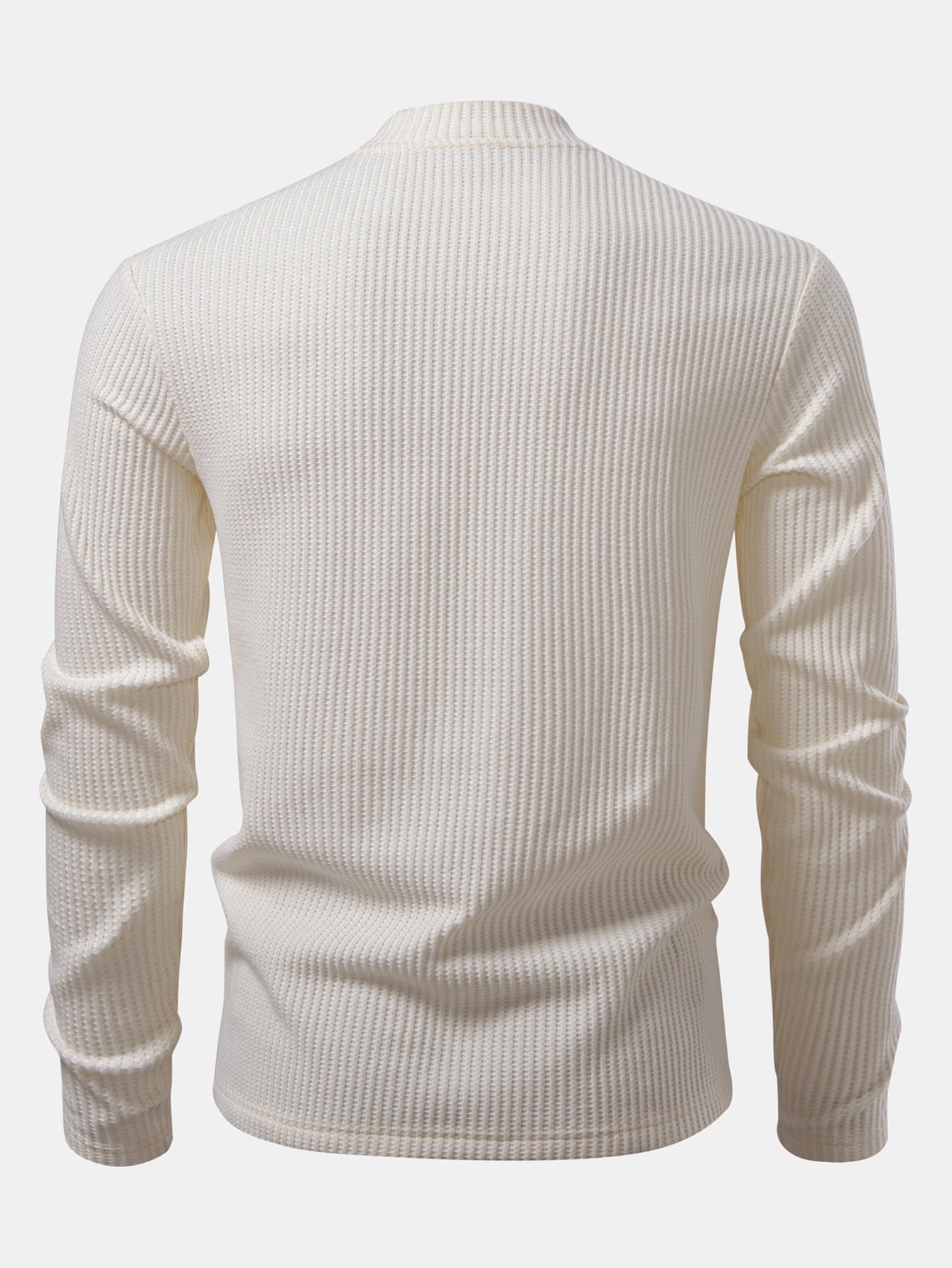 T-shirt à Manches Longues en Waffle avec Col Haut et Pantalons en Waffle Tissés avec Cordon