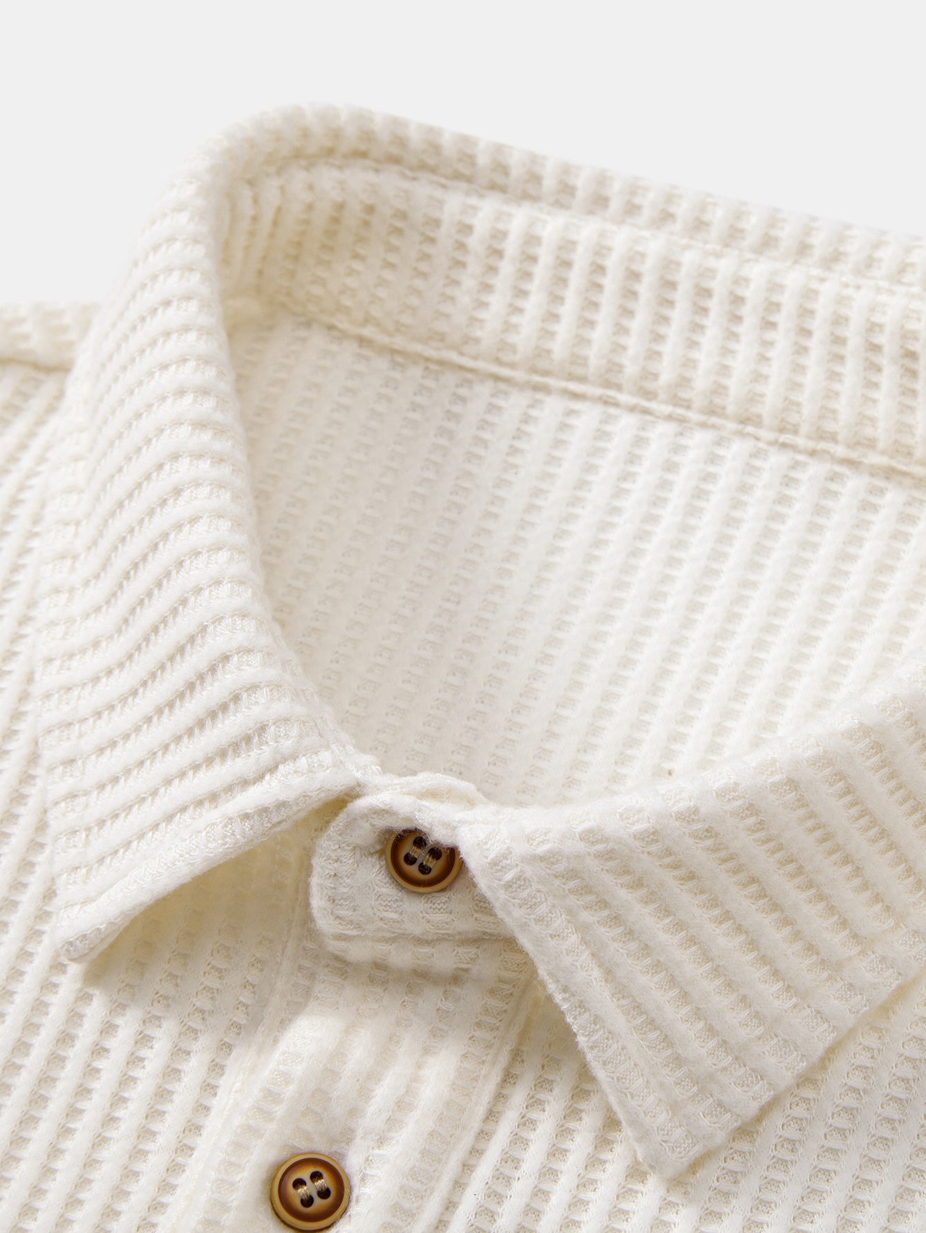 Polo à Manches Longues en Waffle Tissé et Pantalons en Waffle Tissés avec Cordon