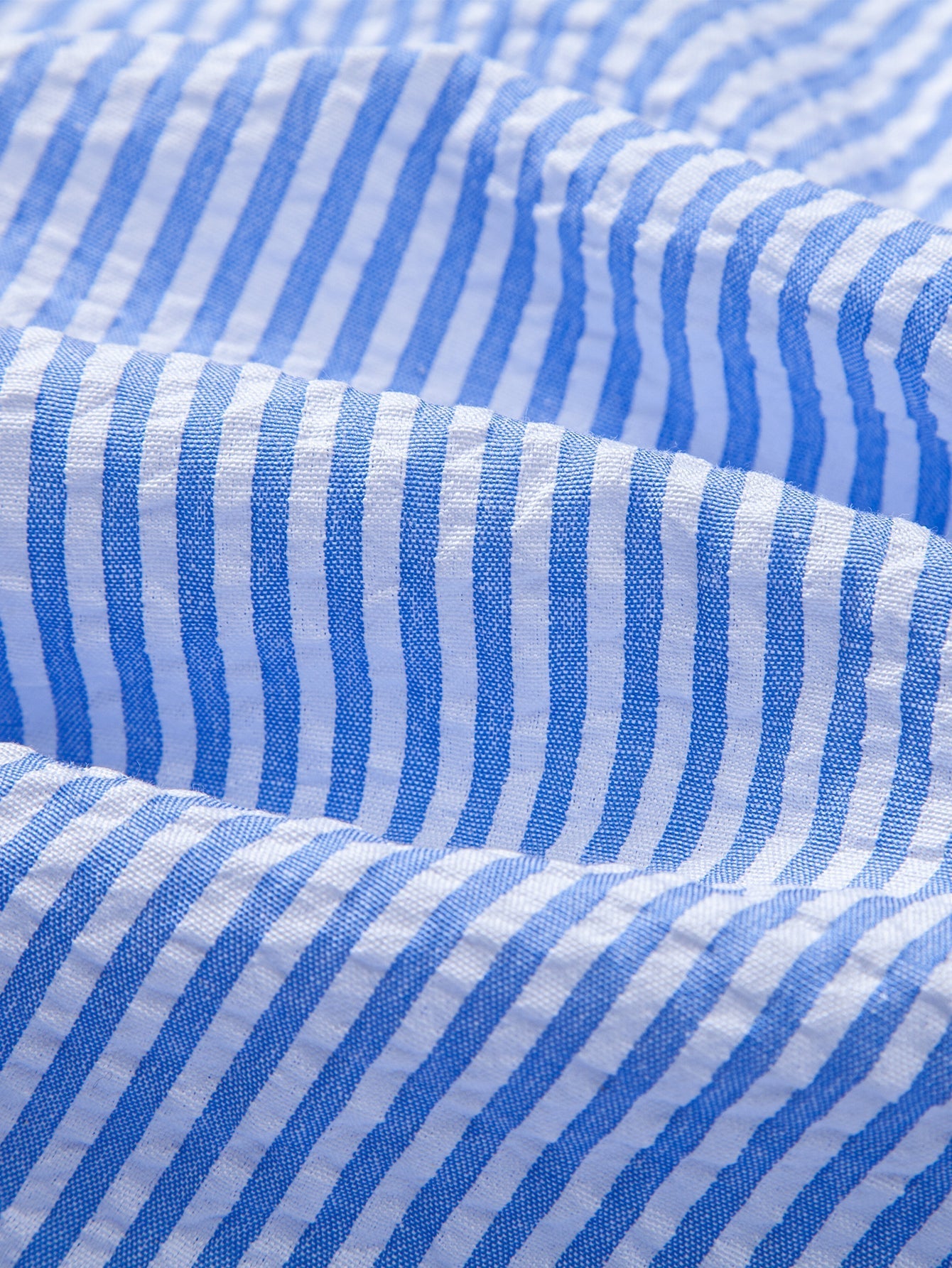 Chemise Rayée Seersucker avec Boutons et Pantalons en Lin à Jambe Droite