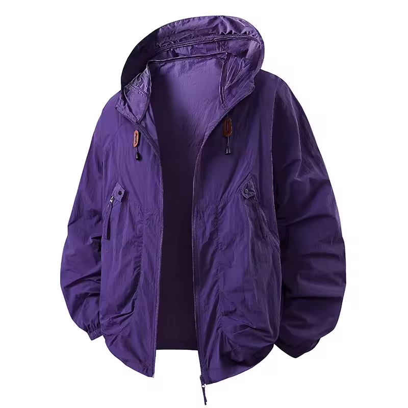 Carter - Veste coupe-vent imperméable pour extérieur avec capuche ajustable