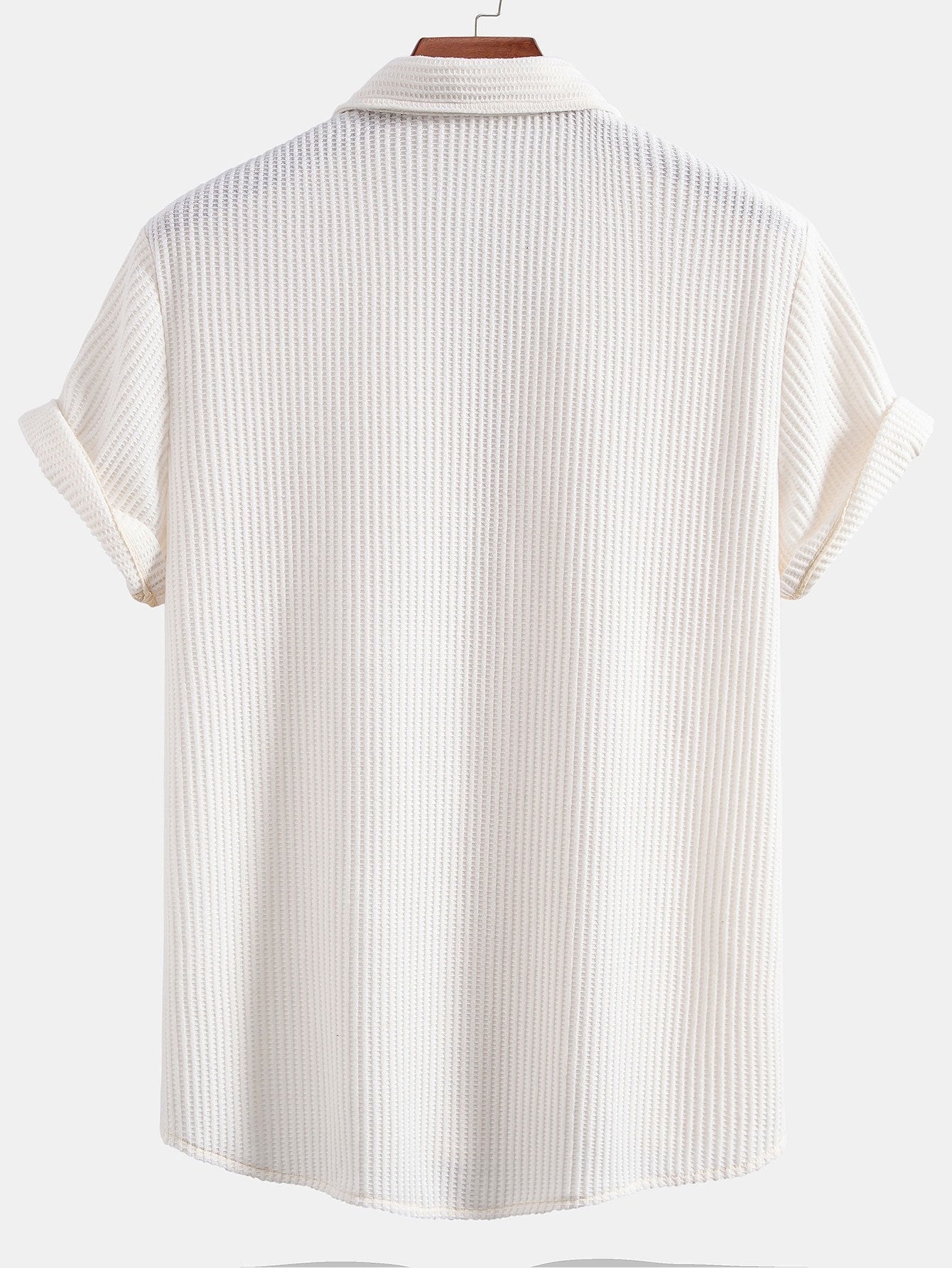 Chemise en Waffle avec Boutons et Pantalons en Waffle Tissés avec Cordon