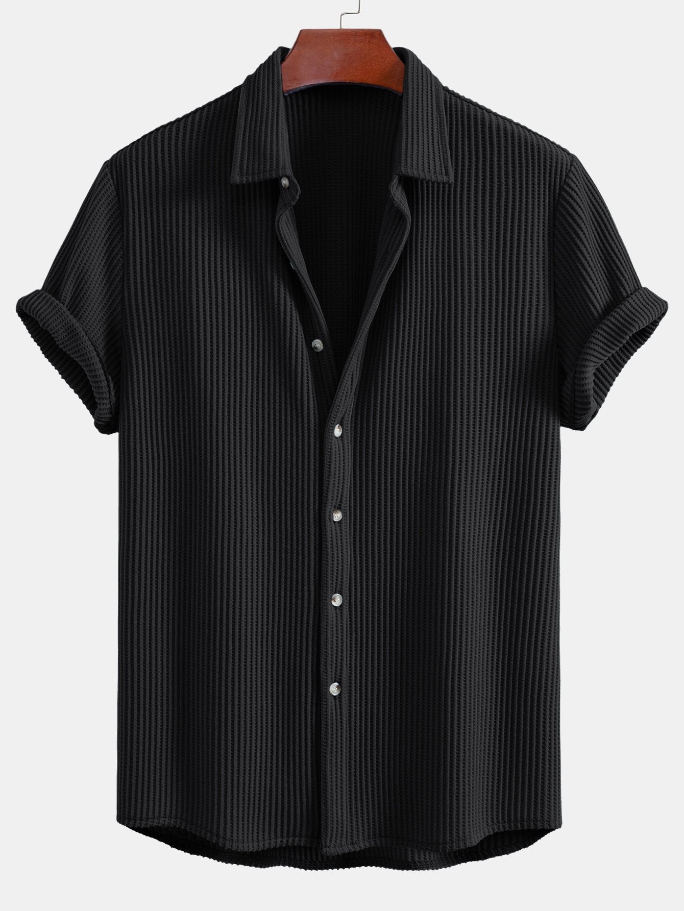 Chemise en Waffle avec Boutons et Pantalons en Waffle Tissés avec Cordon
