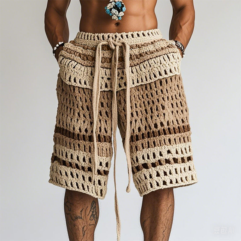 Shorts da spiaggia intrecciati da uomo per le vacanze.