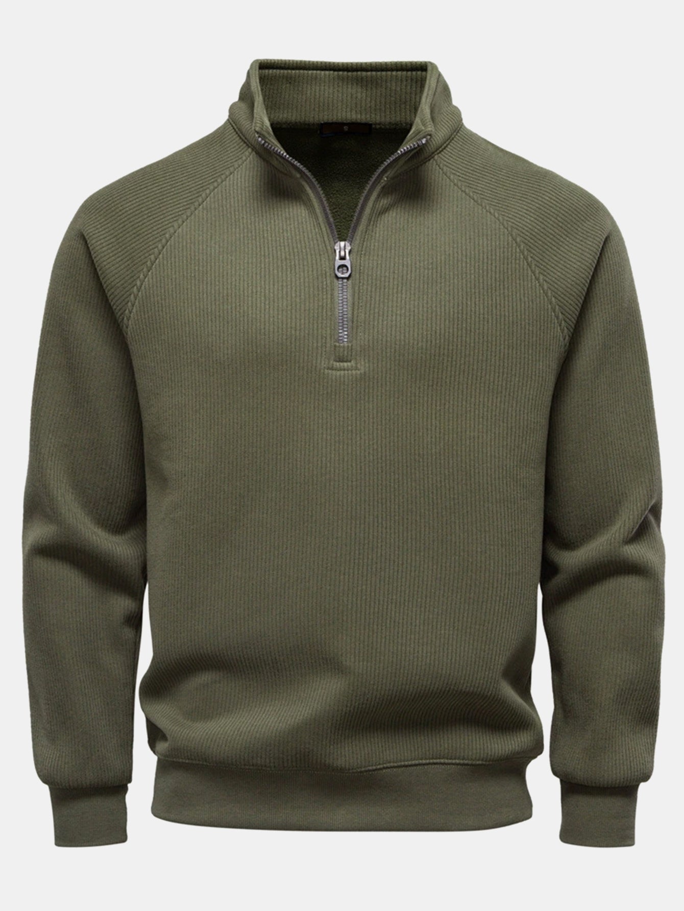 Sweat à Zip Quart avec Manches Raglan Côtelées
