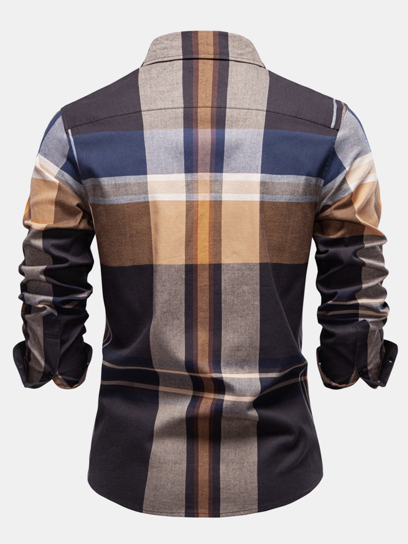 Chemise à Manches Longues en Coton à Carreaux avec Boutons