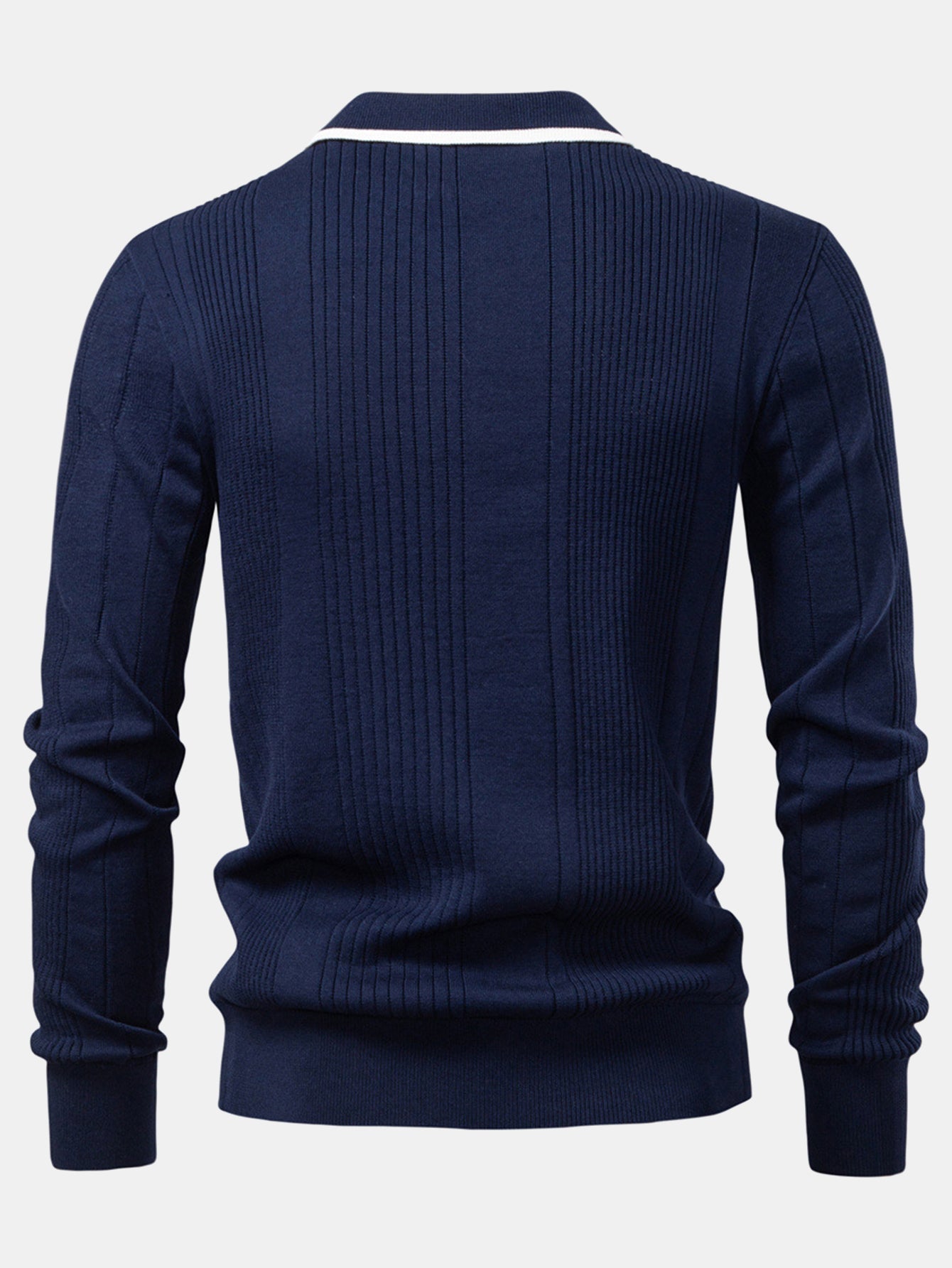 Polo à Manches Longues en Jacquard à Rayures